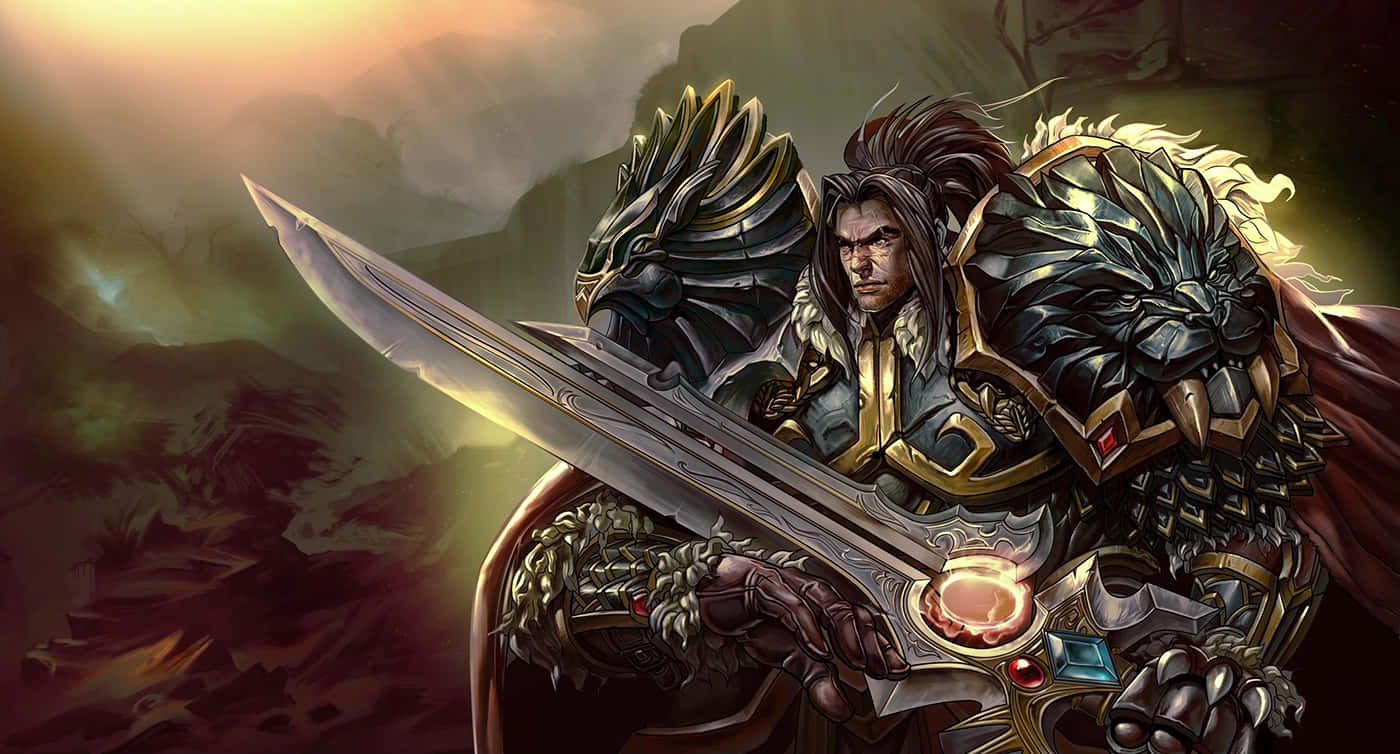 Varian Wrynn, warrior king, black and gold armor, HD Desktop Wallpaper