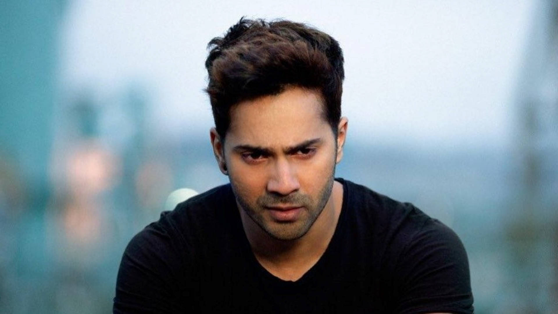 Varun Dhawan, black t-shirt, dark hair, Full HD Desktop Wallpaper