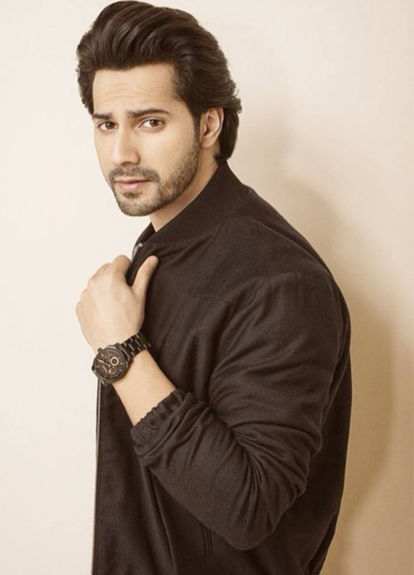 Varun Dhawan, black jacket, watch, Full HD Phone Wallpaper