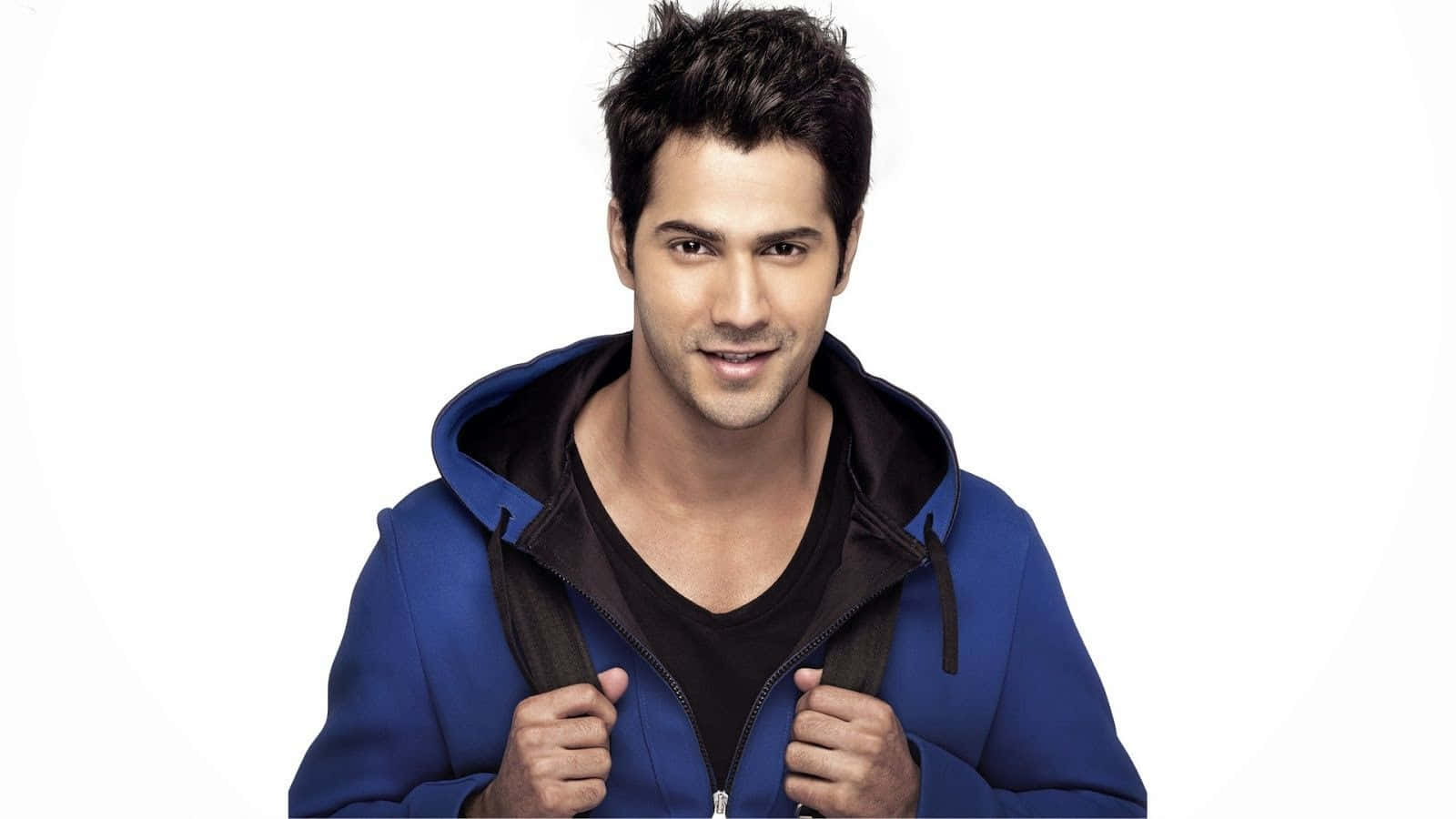 Varun Dhawan, blue hoodie, plain white background, HD Desktop Wallpaper