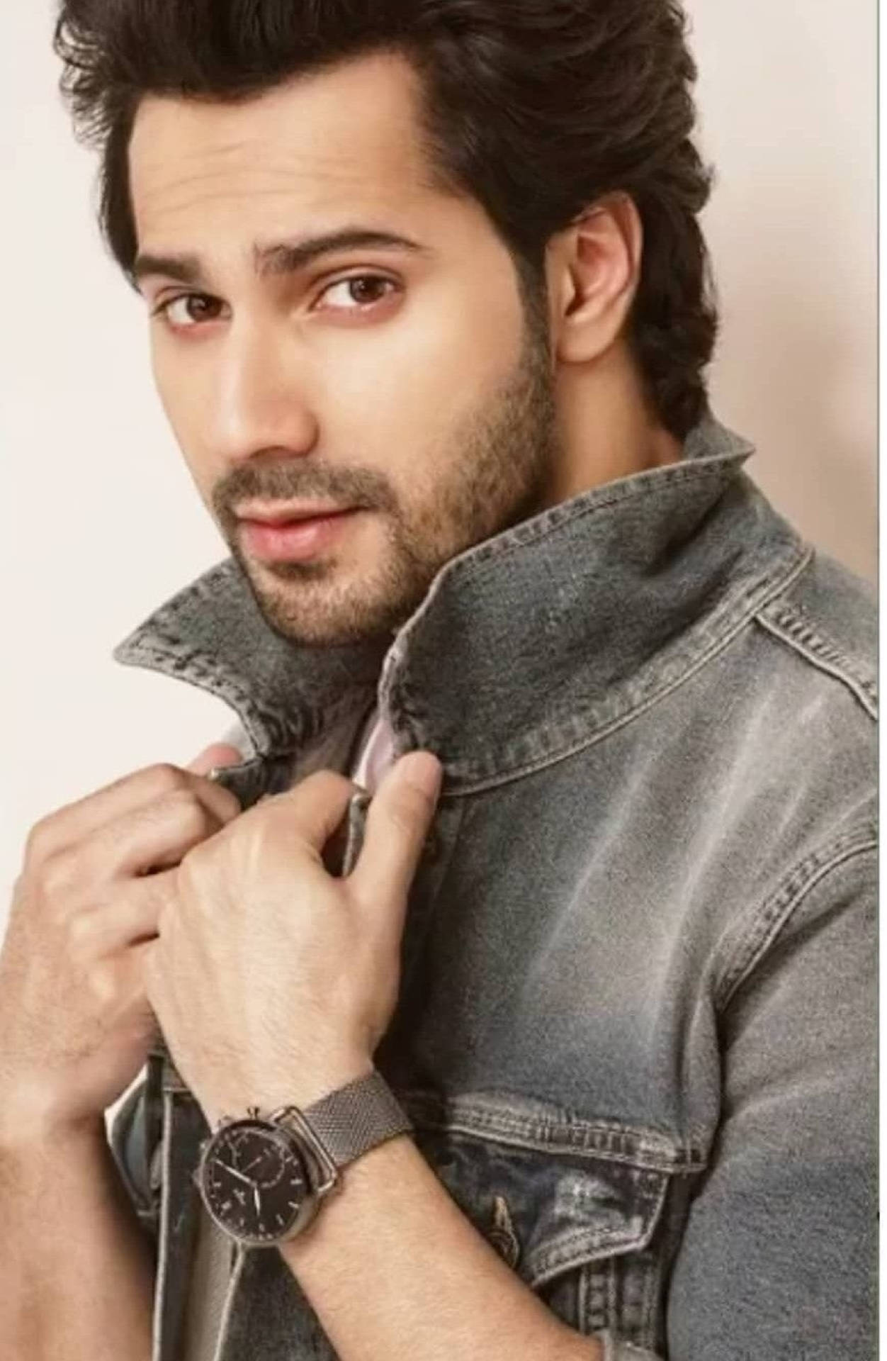 Varun Dhawan, grey denim, denim jacket, Full HD Phone Wallpaper