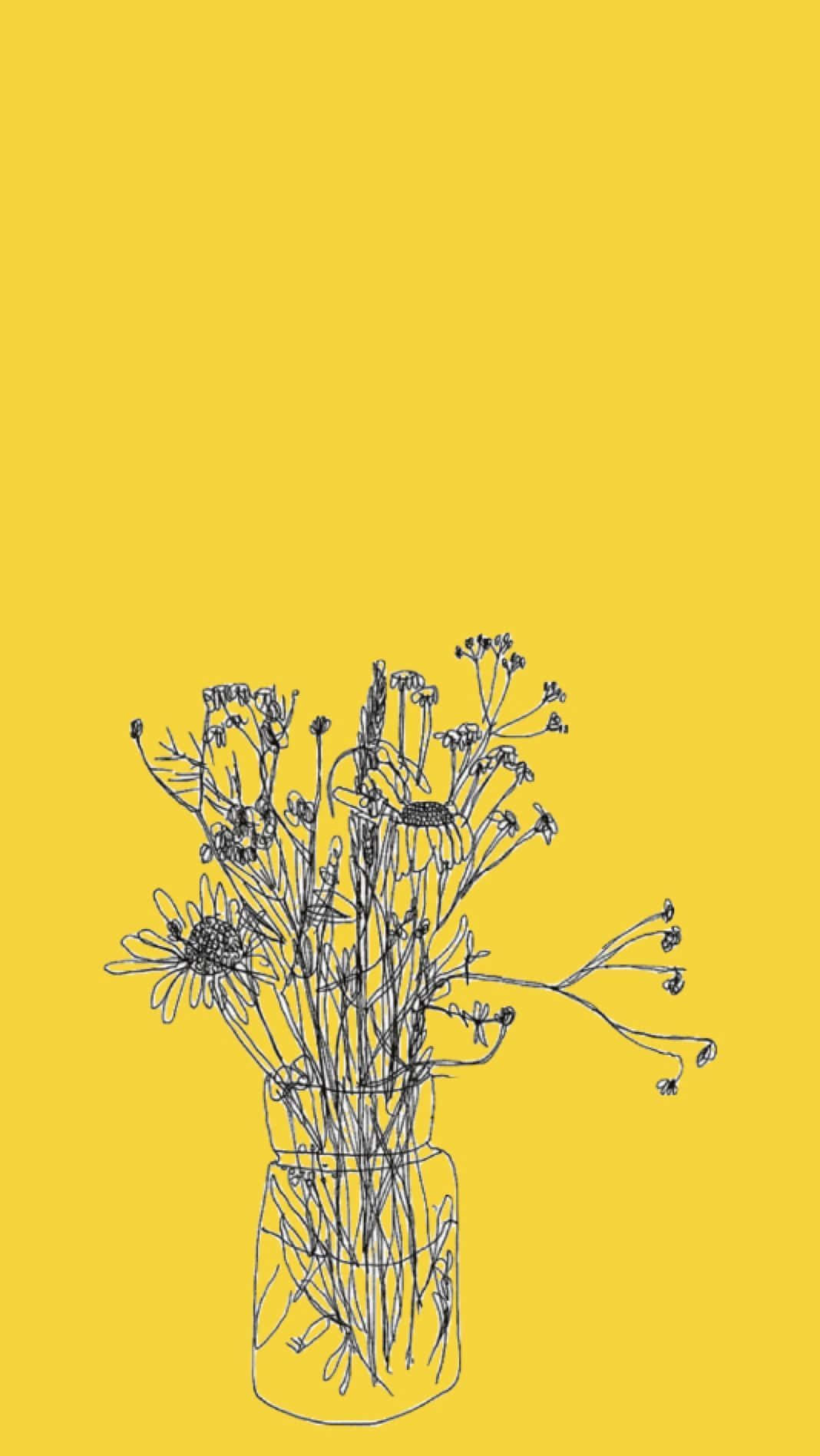 mason jar, wildflowers, minimalist line drawing, HD Phone Wallpaper