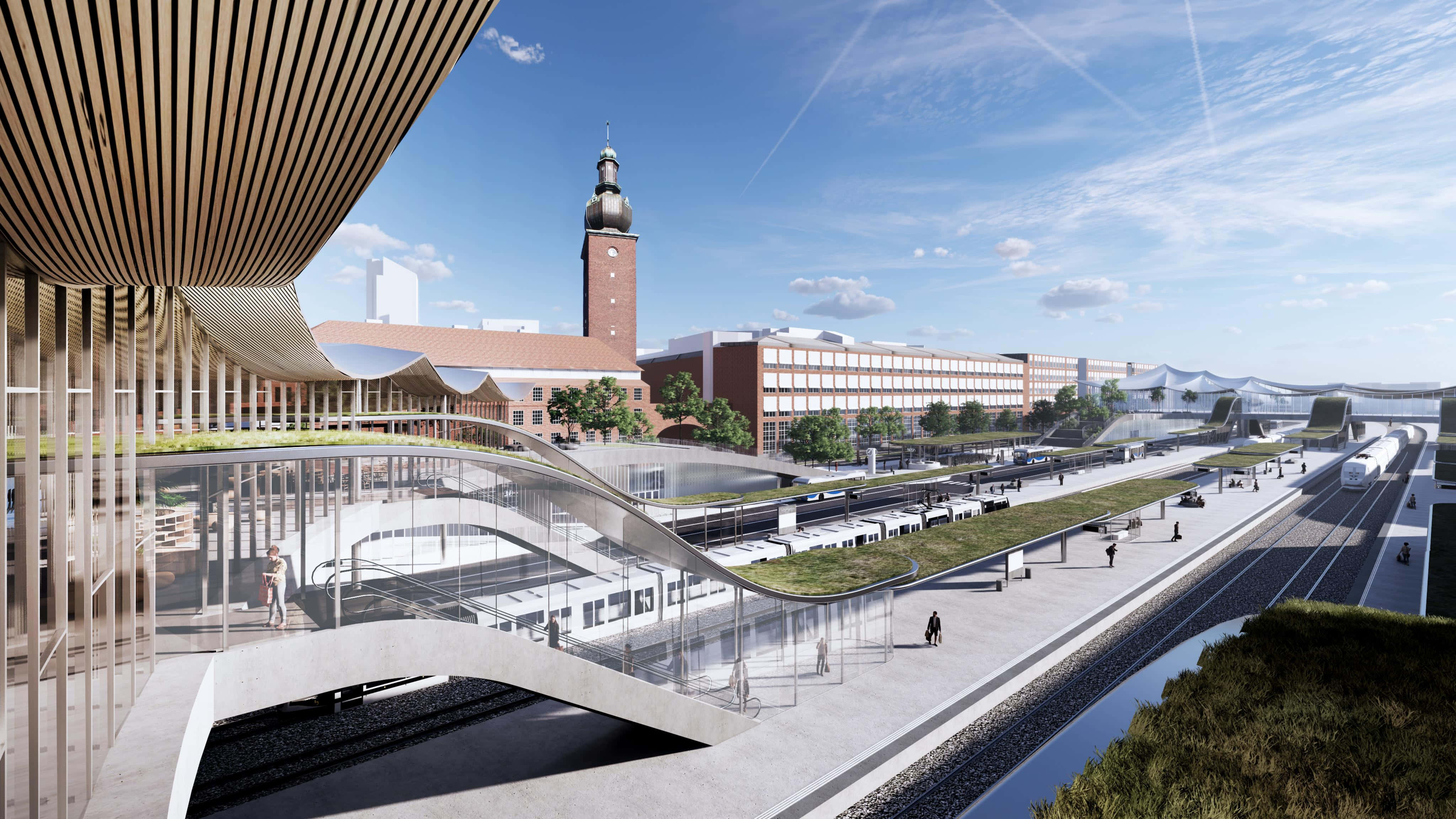 Västerås, modern transport hub, futuristic train station, 4K Desktop Wallpaper