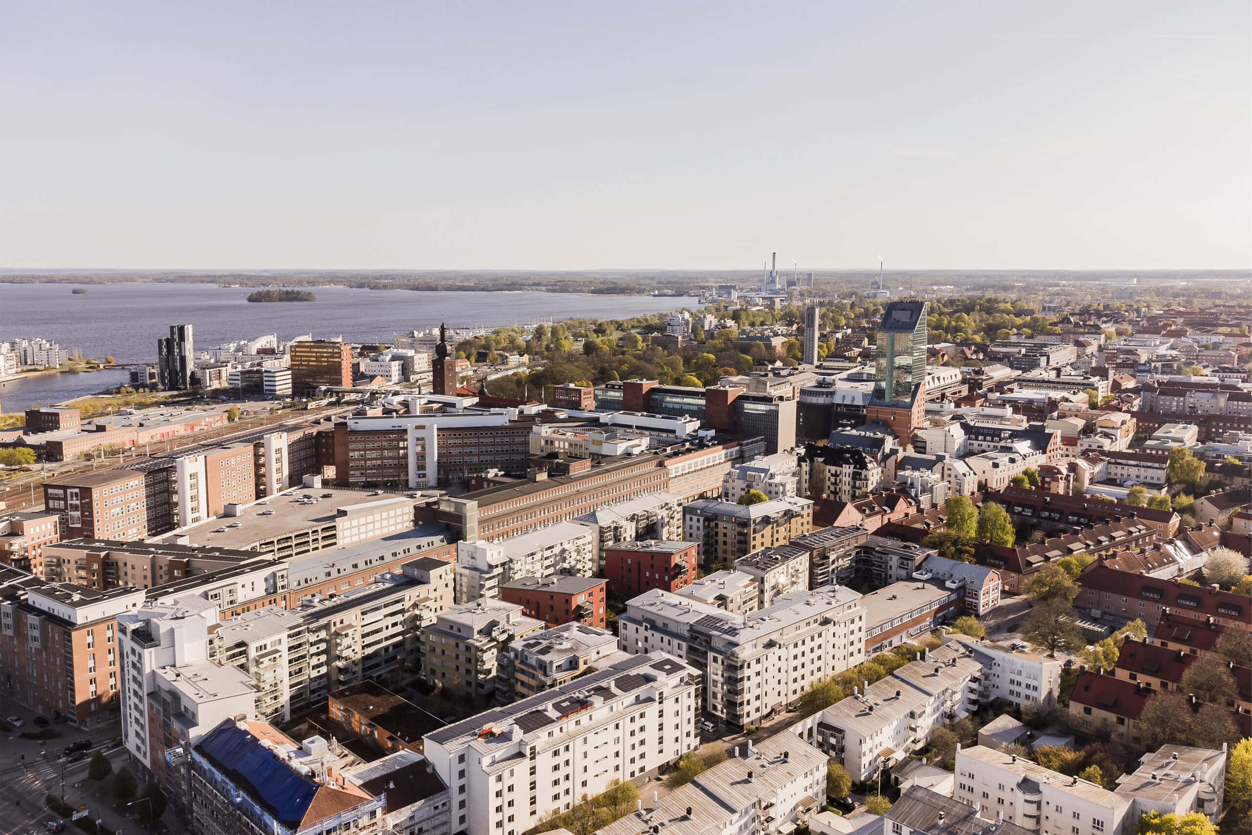 Västerås, aerial view, cityscape, 2K Desktop Wallpaper