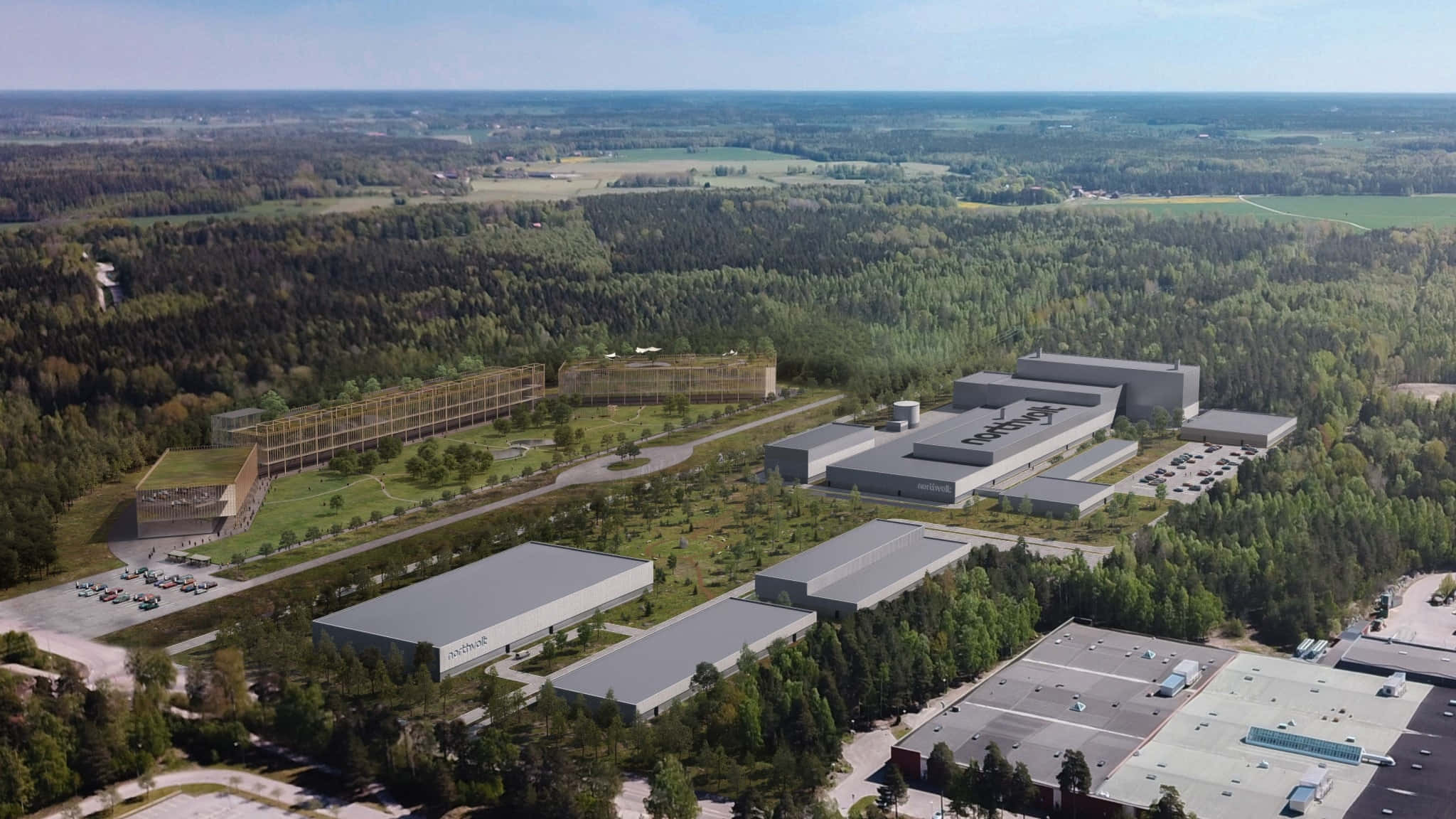 Västerås, industrial area, aerial view, Full HD Desktop Wallpaper