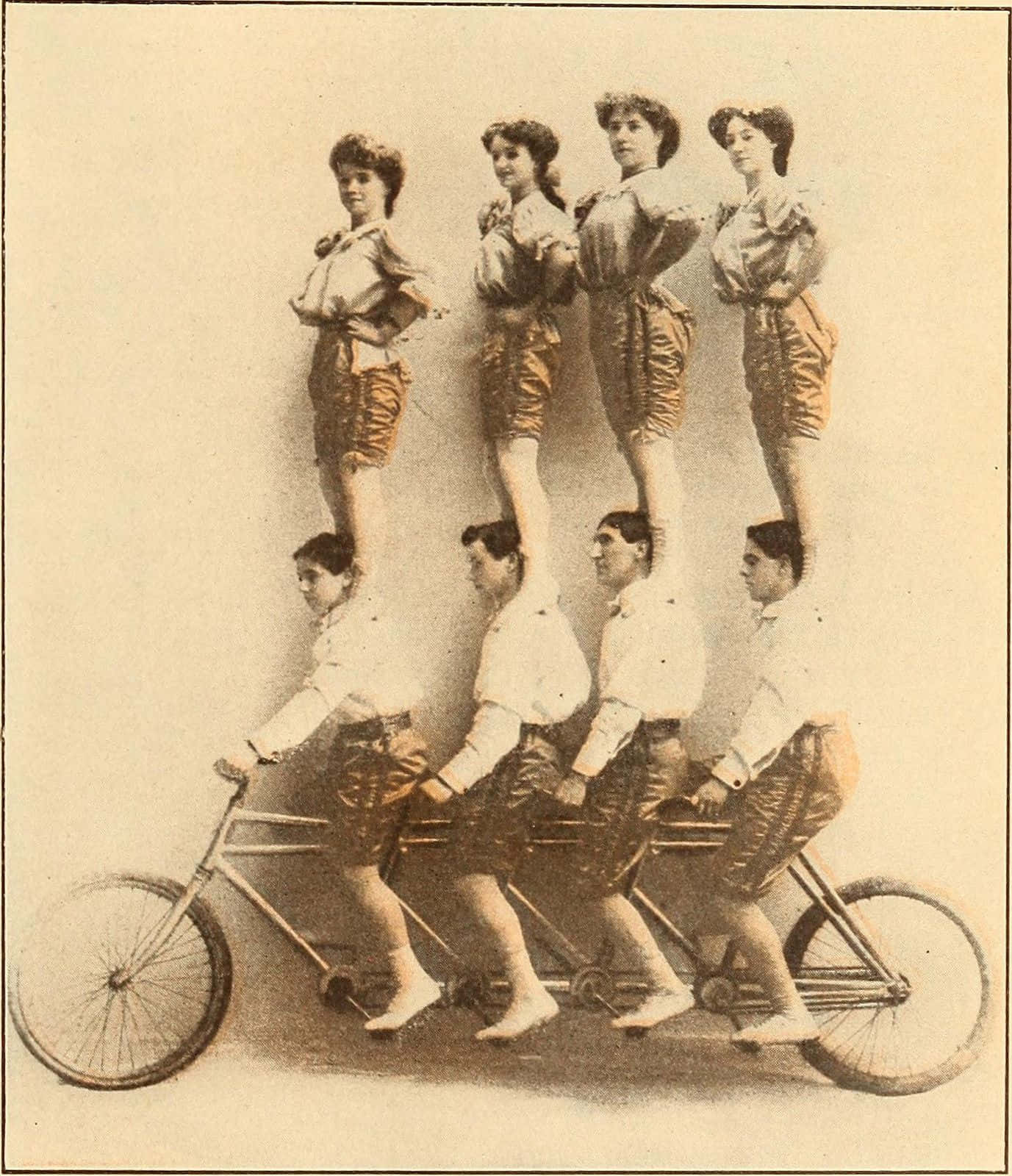 Vaudeville, tandem bicycle, studio setting, HD Phone Wallpaper