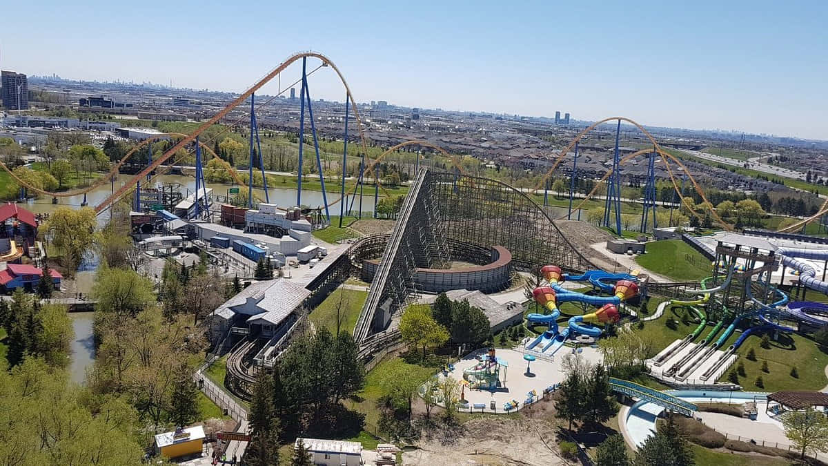Vaughan Canada, amusement park, roller coasters, SD Desktop Wallpaper