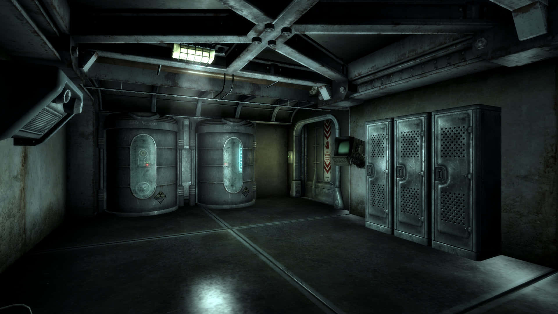Vault 101, industrial room, metallic storage tanks, Full HD Desktop Wallpaper