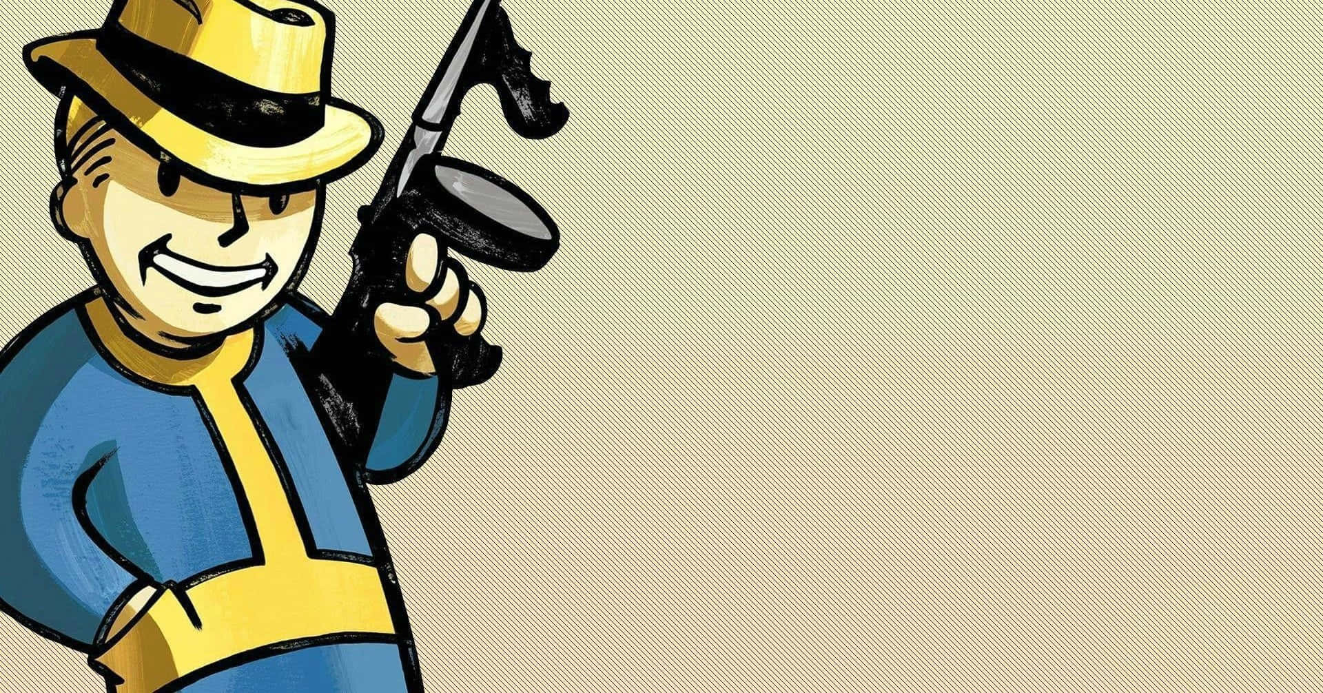 Vault Boy, yellow hat, blue jumpsuit, Full HD Desktop Wallpaper