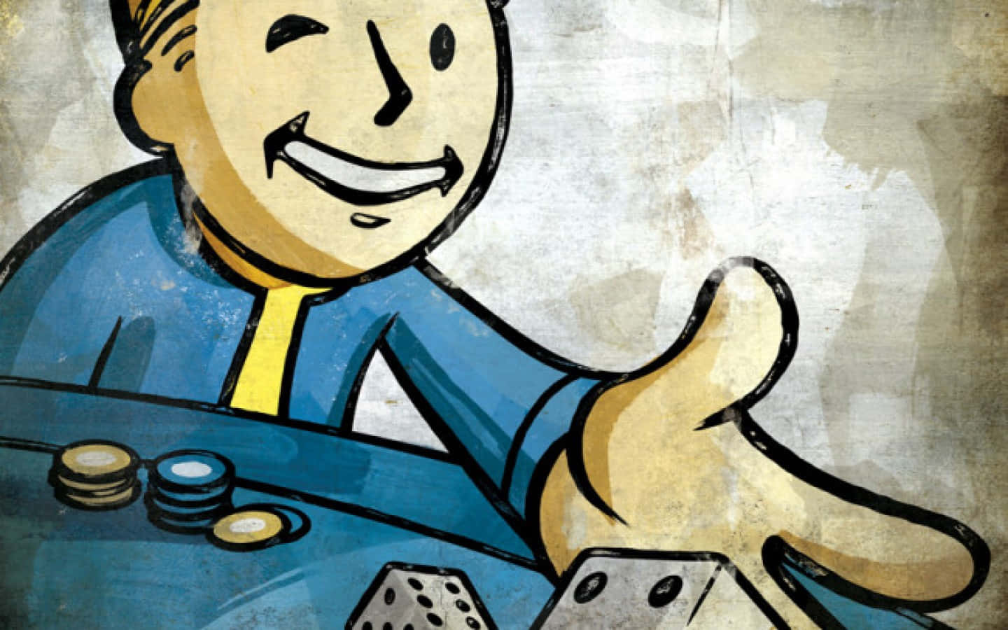 Vault Boy, blue jumpsuit, dice, HD Desktop Wallpaper