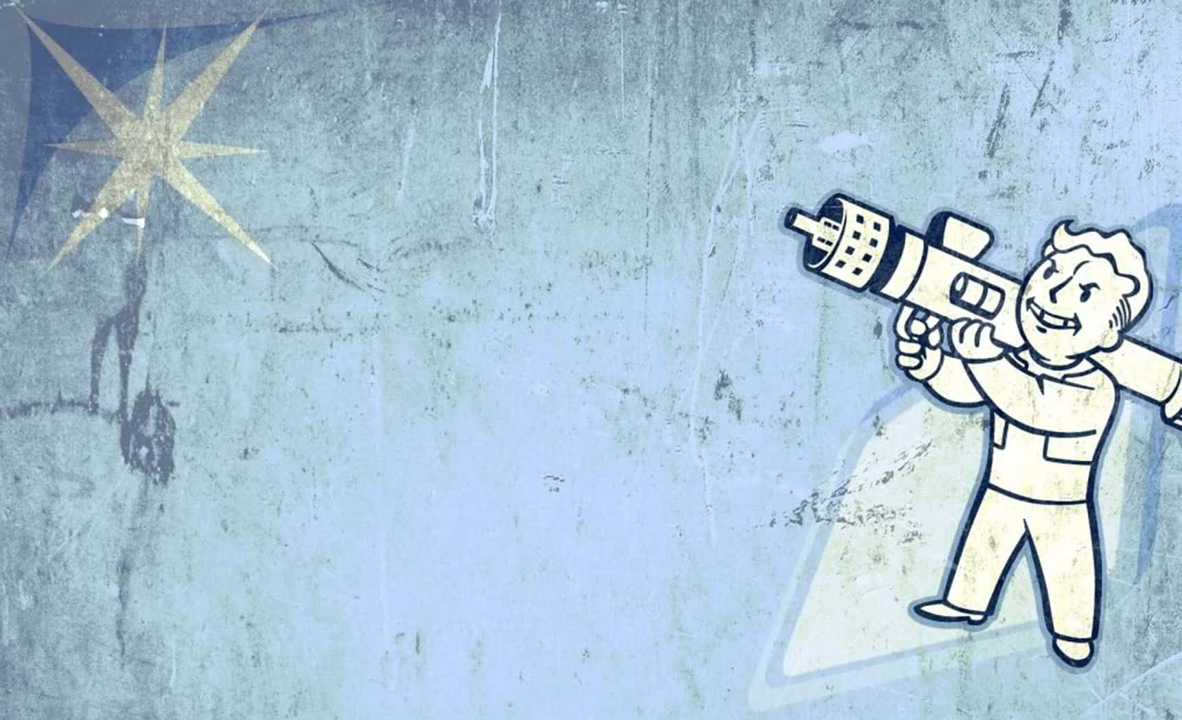 Vault Boy, retro cartoon style, large weapon, HD Desktop Wallpaper