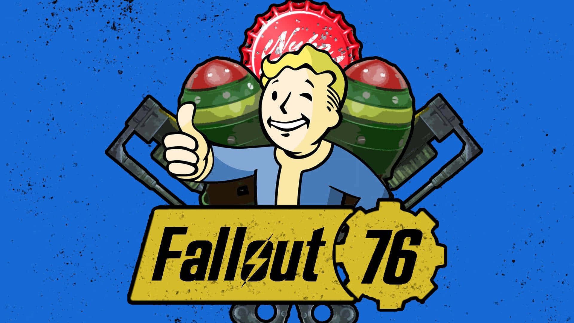 Vault Boy, thumbs up, nuke-themed soda bottles, Full HD Desktop Wallpaper