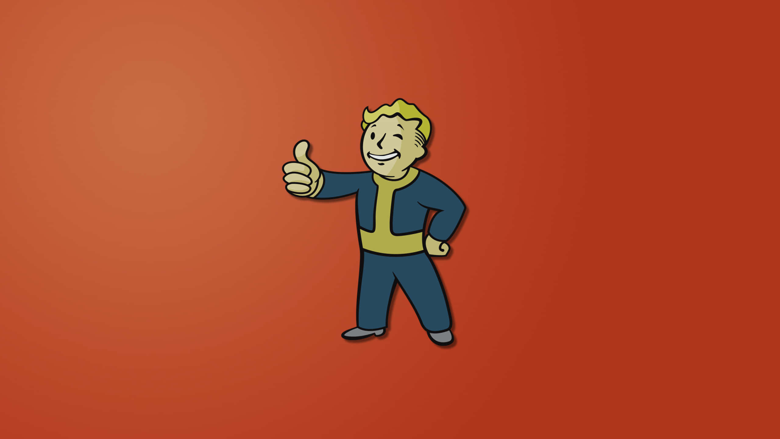 Vault Boy, orange, thumbs up, 2K Desktop Wallpaper