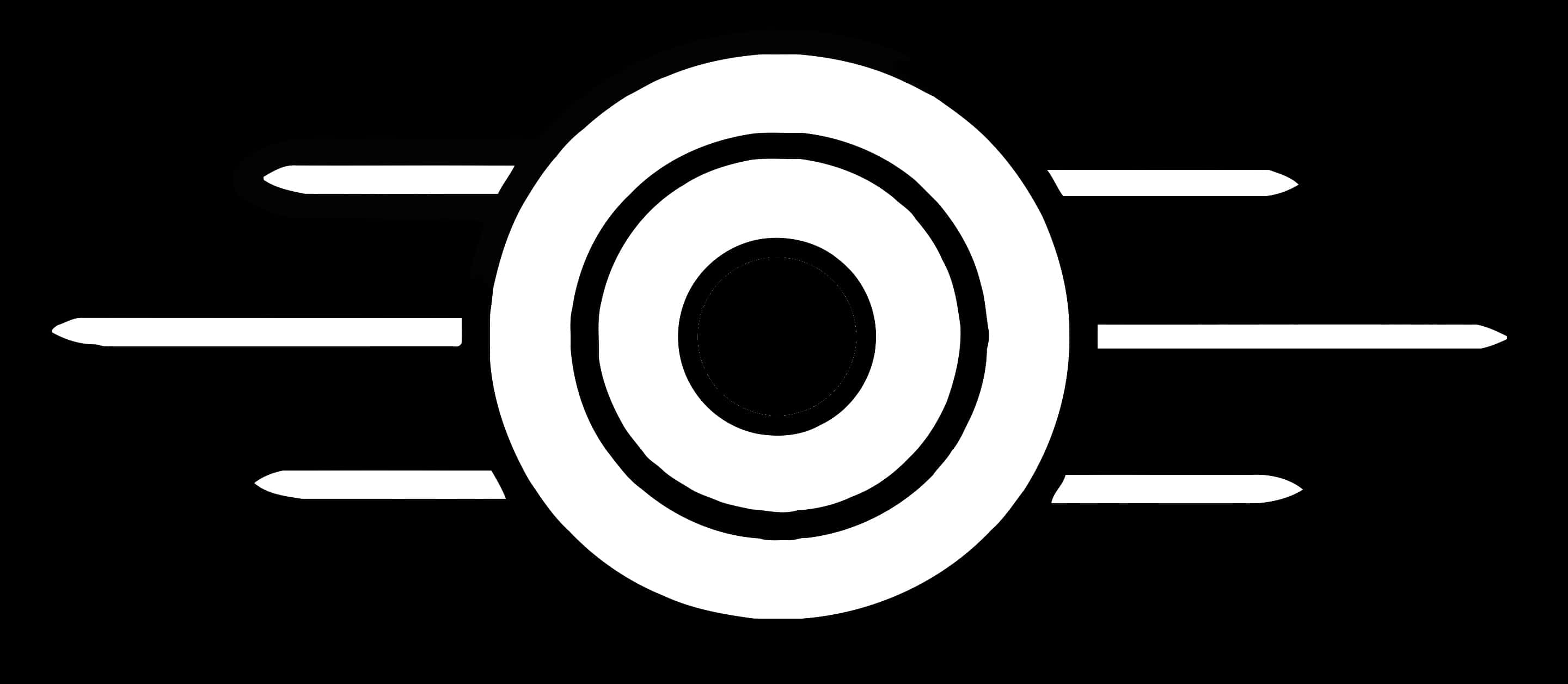 Vault-Tec, black background, white target symbol, 2K Desktop Wallpaper