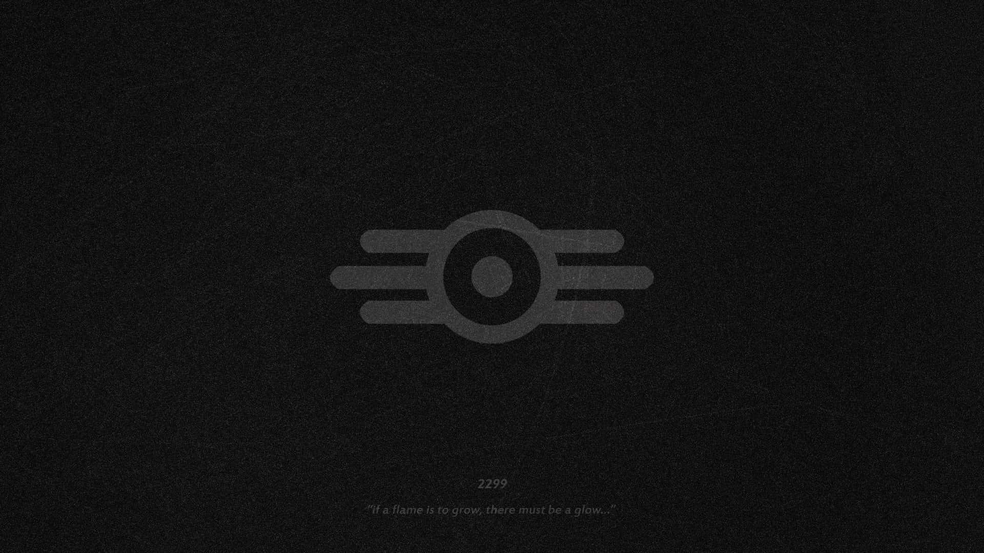 Vault-Tec, steel-blue background, minimalist gray abstract symbol, Full HD Desktop Wallpaper