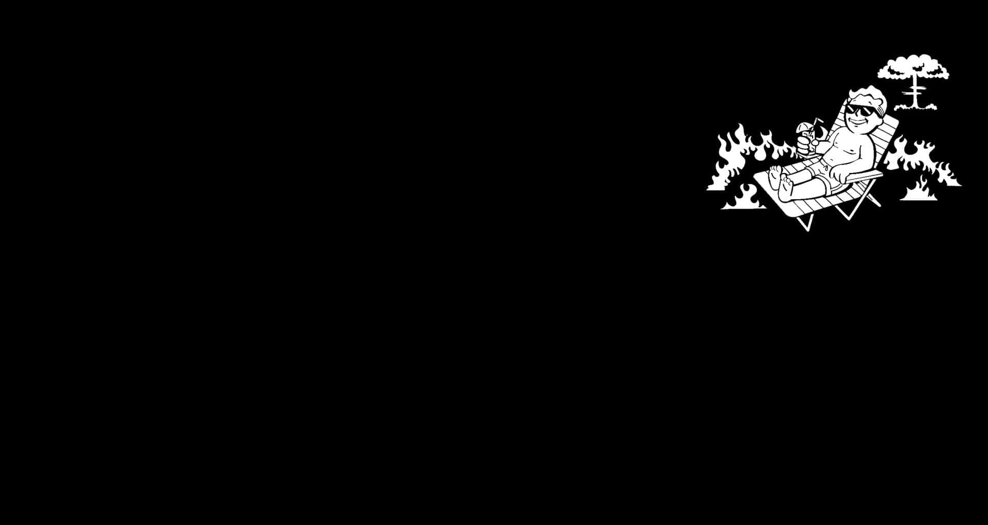 Vault-Tec, futuristic cityscape, black and white line-art, Full HD Desktop Wallpaper
