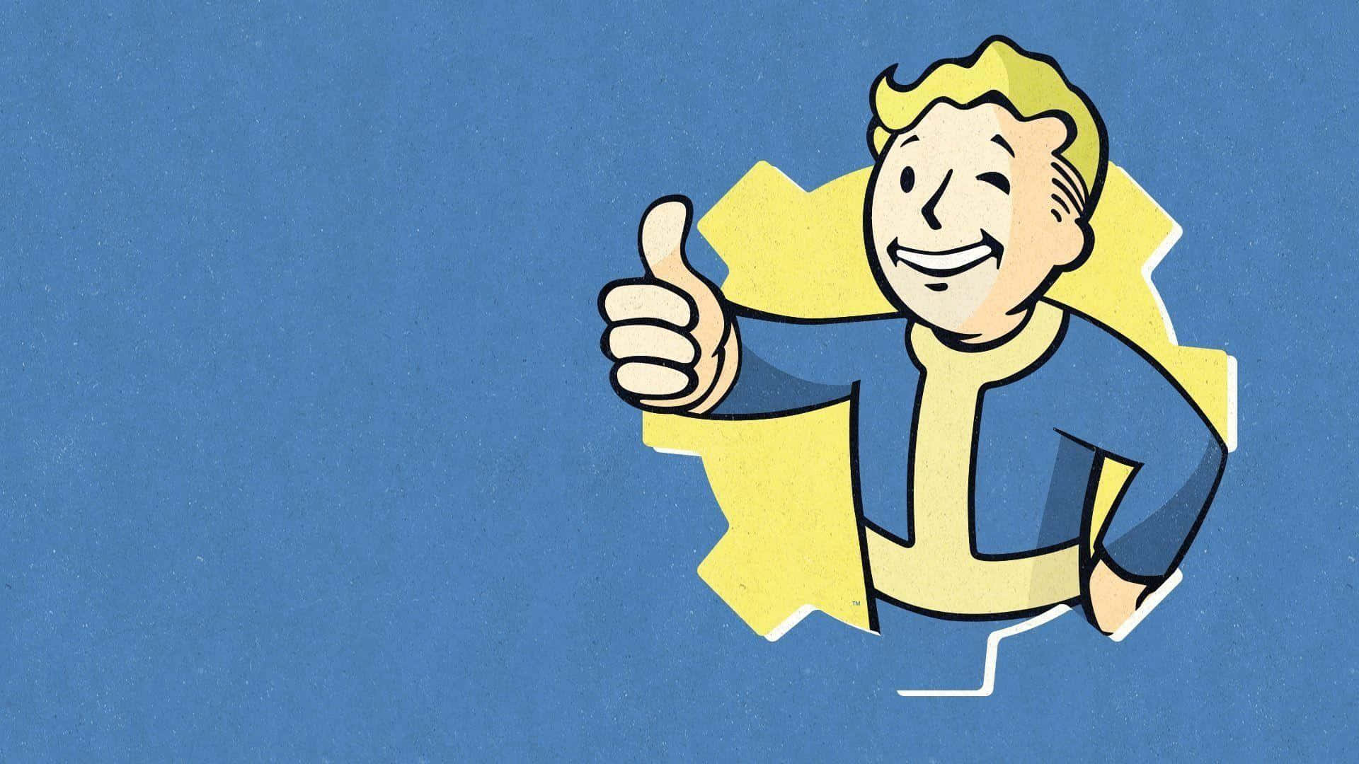 Vault-Tec, Vault Boy, blue jumpsuit, Full HD Desktop Wallpaper
