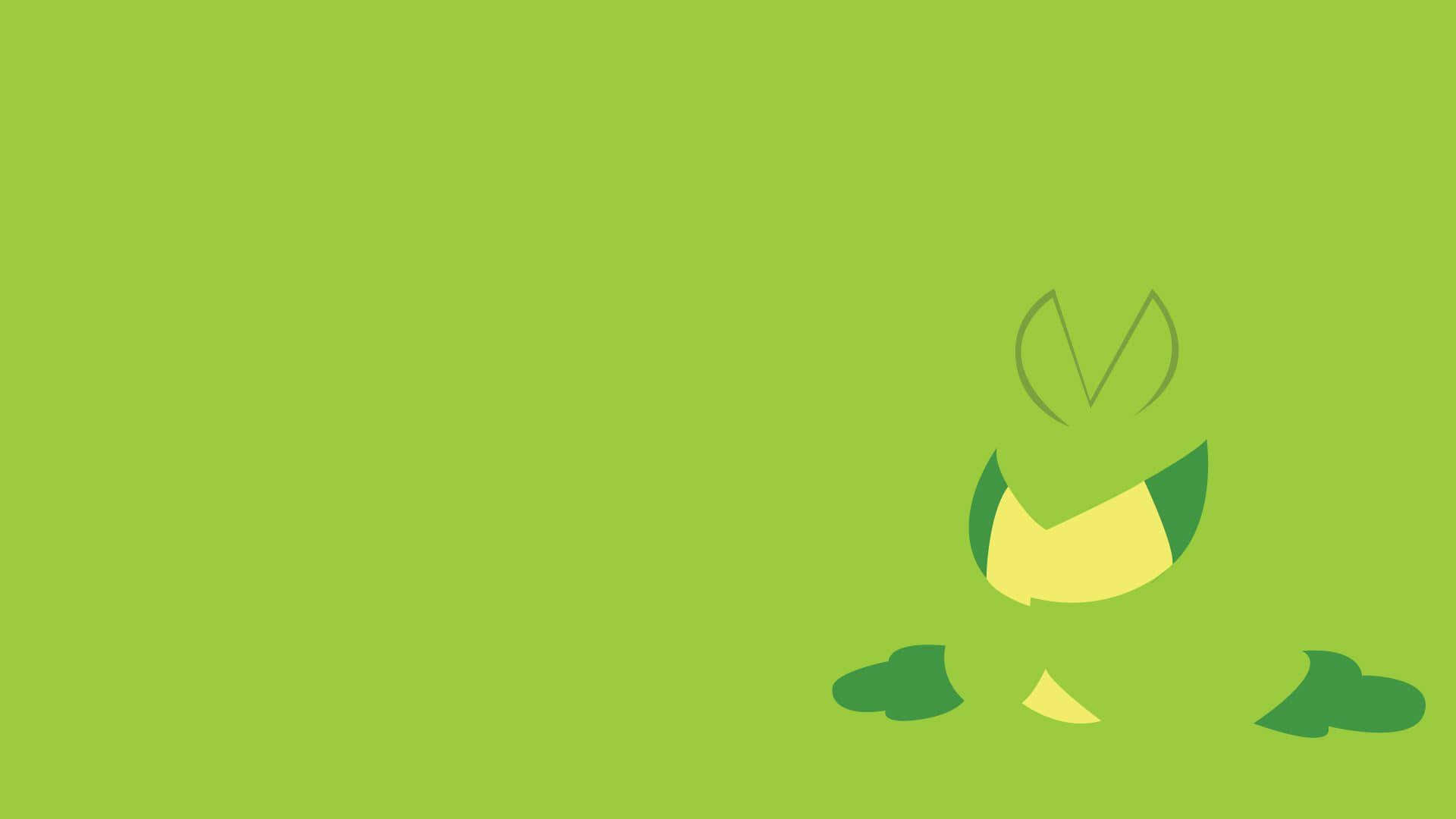 Minimalist Pokemon Swadloon, green abstract logo, leaf shapes, Full HD Desktop Wallpaper
