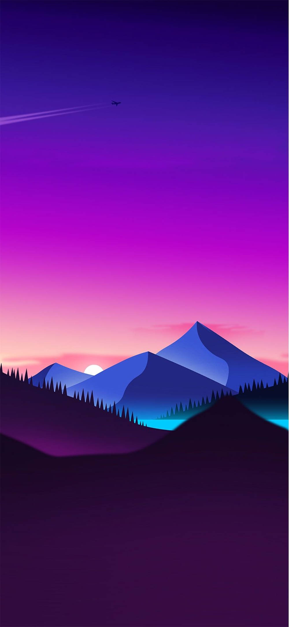 iPhone 11, vaporwave aesthetic, mountain range, Full HD Phone Wallpaper