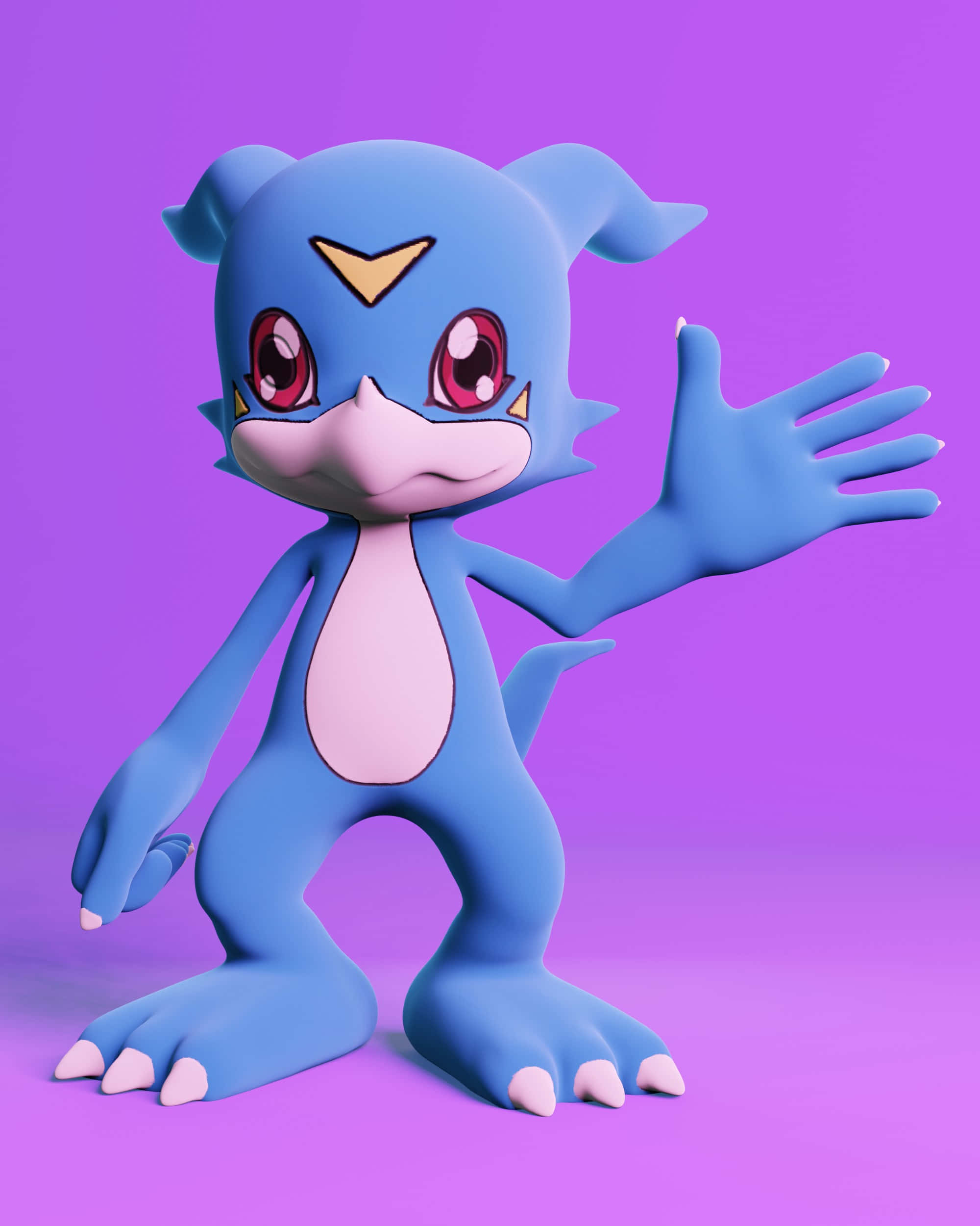 Veemon, blue digital monster, red eyes, Full HD Phone Wallpaper