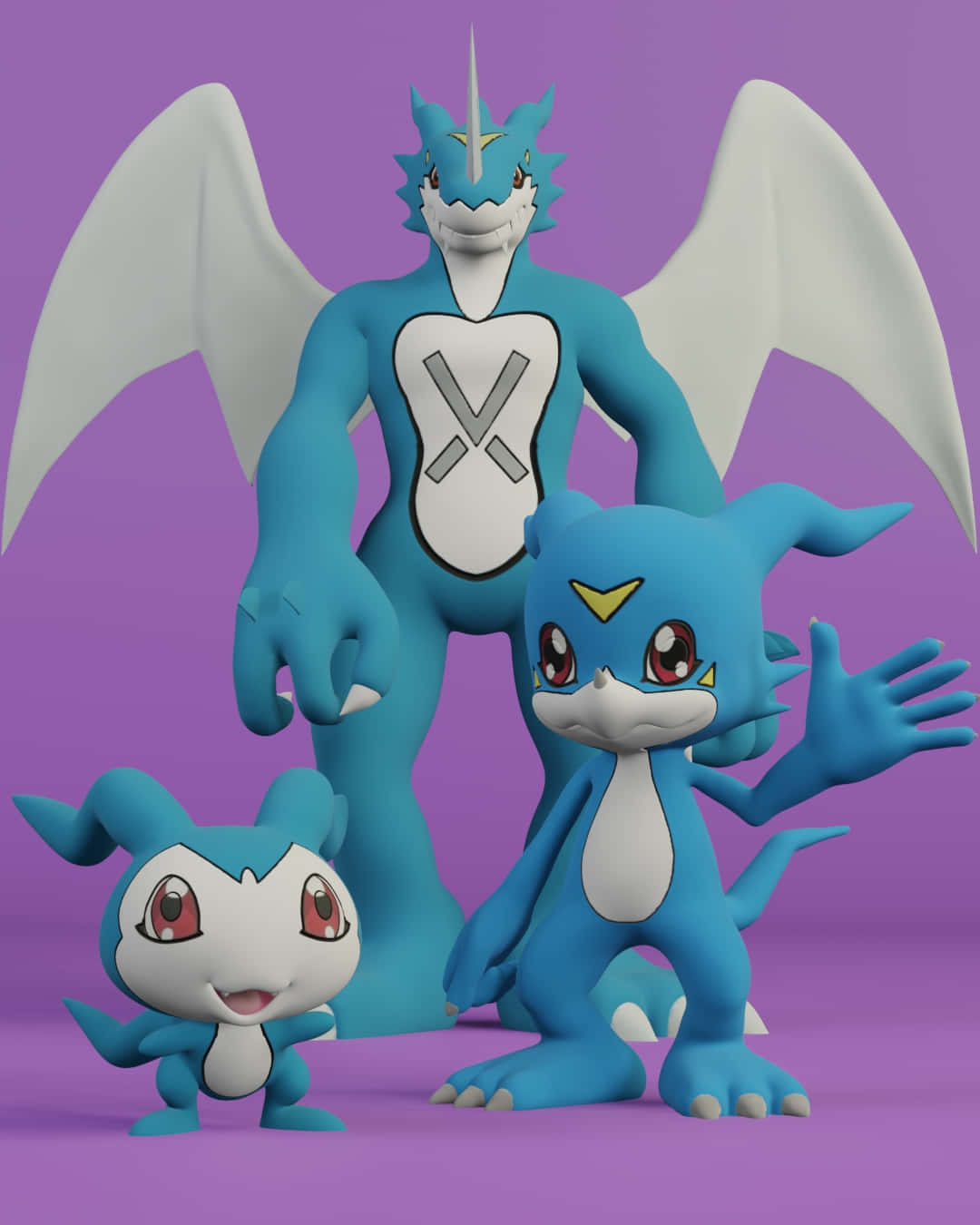 Veemon, blue dragon-like Digimon, white wings, HD Phone Wallpaper