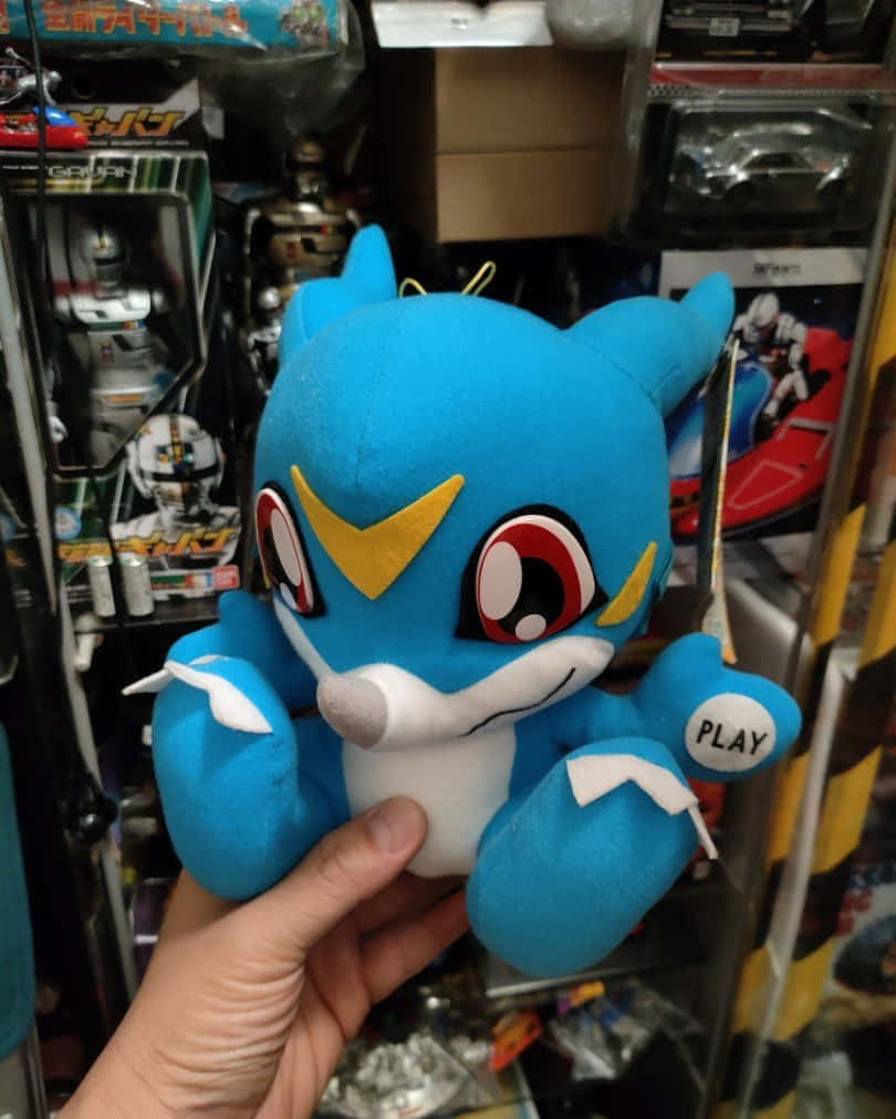 Veemon, blue plush toy, red eyes, SD Phone Wallpaper