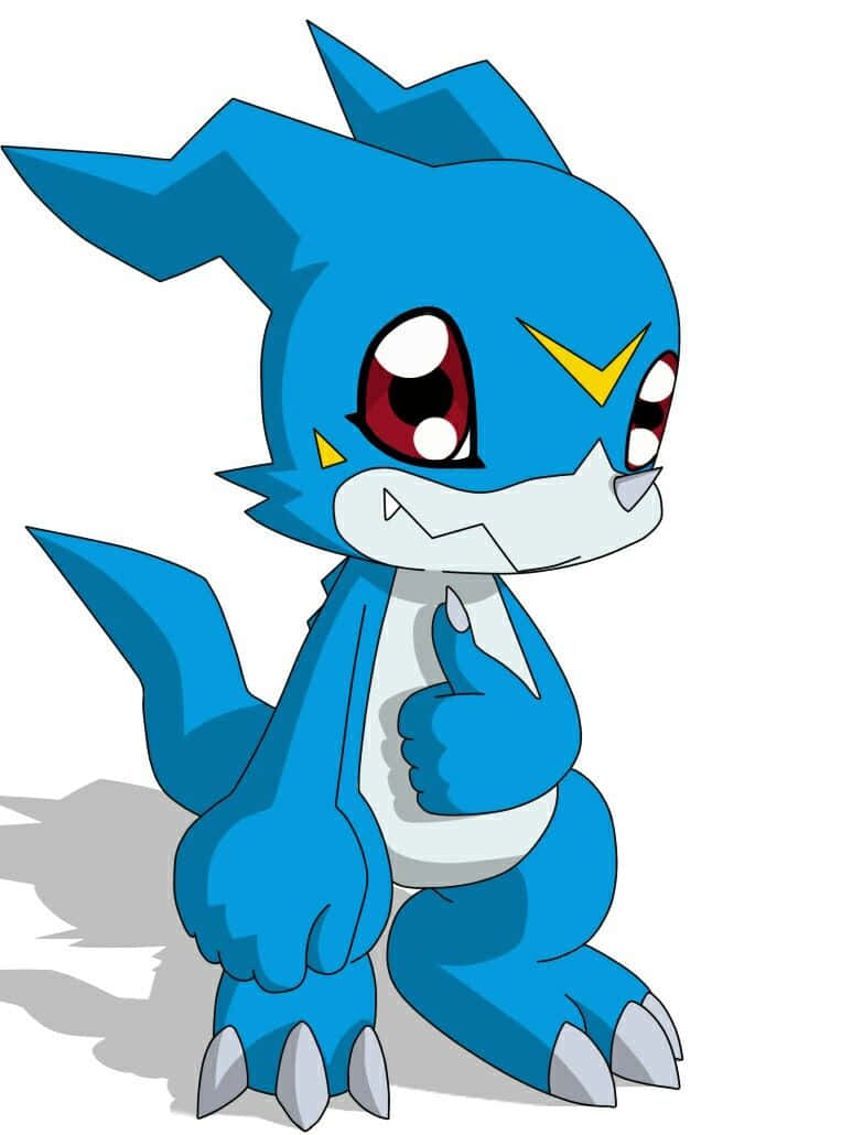 Veemon, blue cartoon dragon, red eyes, SD Phone Wallpaper