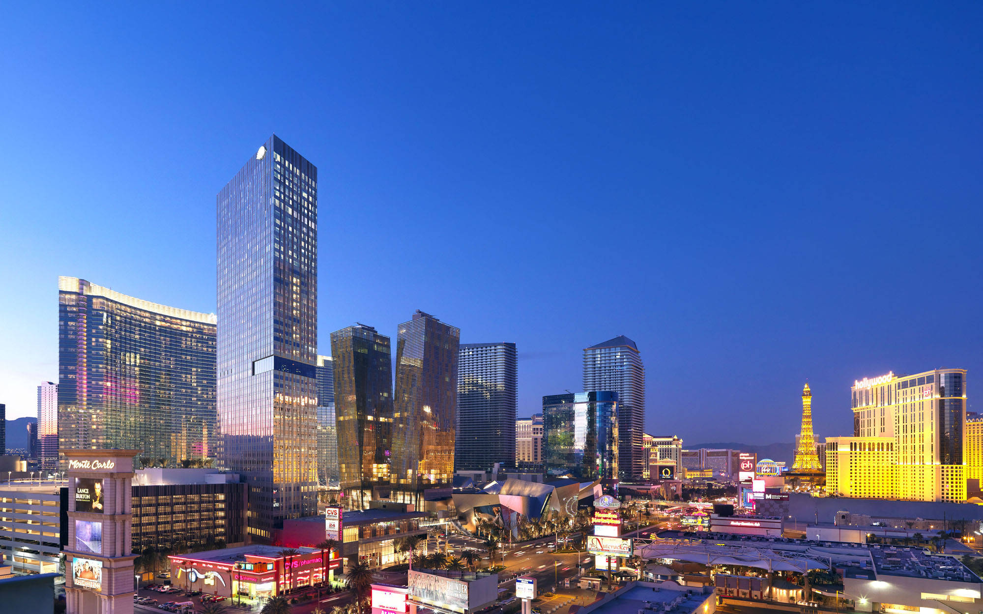 Vegas, twilight, glowing skyscrapers, Full HD Desktop Wallpaper