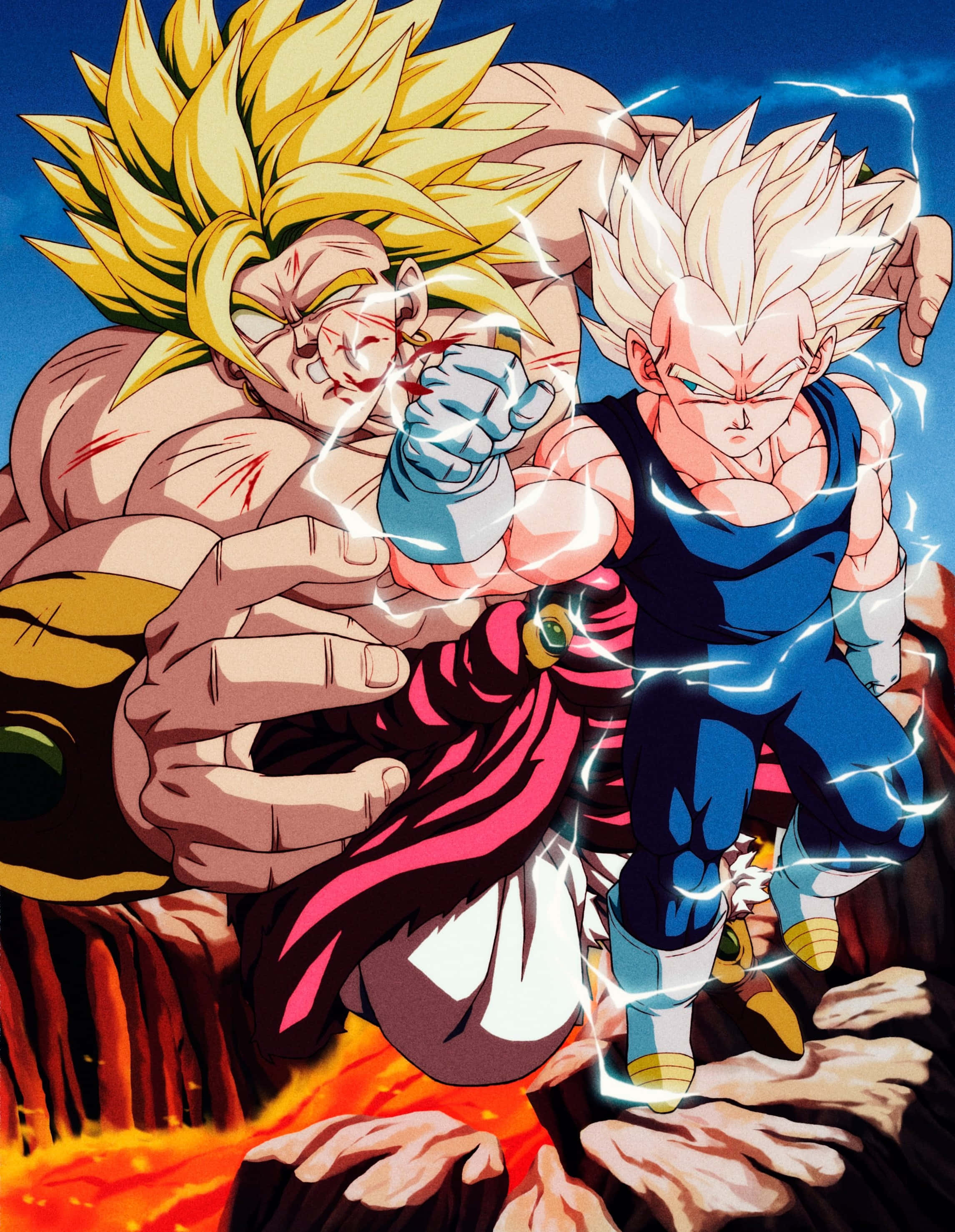 Vegeta, Broly, super saiyan, 2K Phone Wallpaper