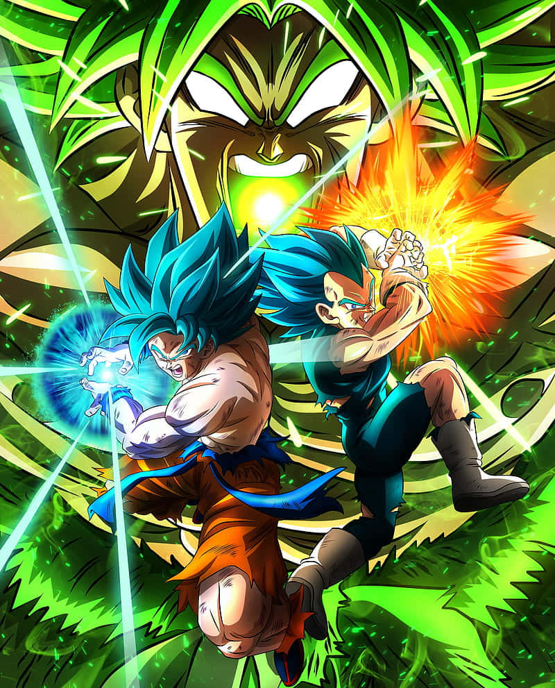 Vegeta, Broly, blue-haired warriors, SD Phone Wallpaper