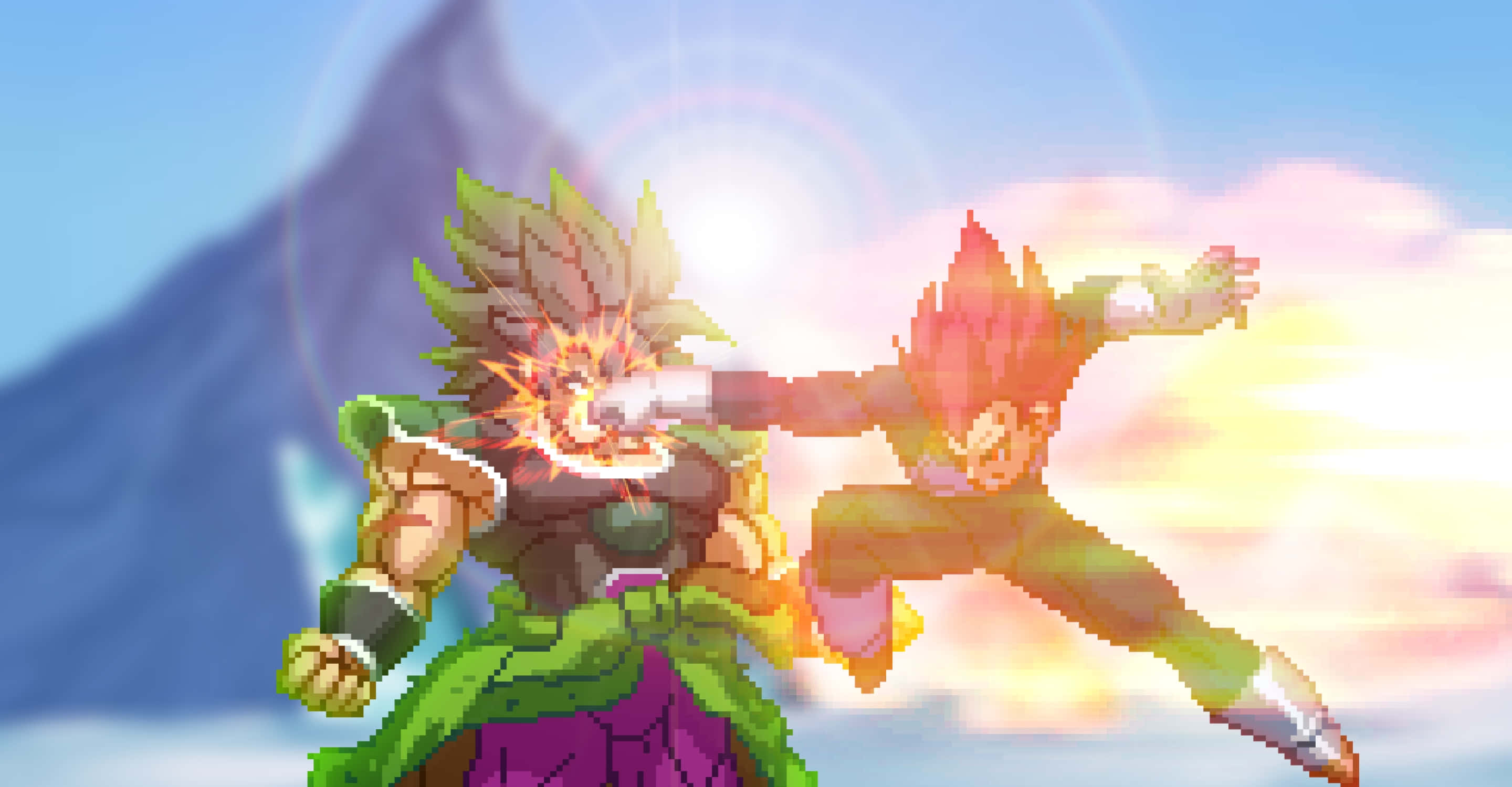 Vegeta, Broly, pixel-art, 2K Desktop Wallpaper