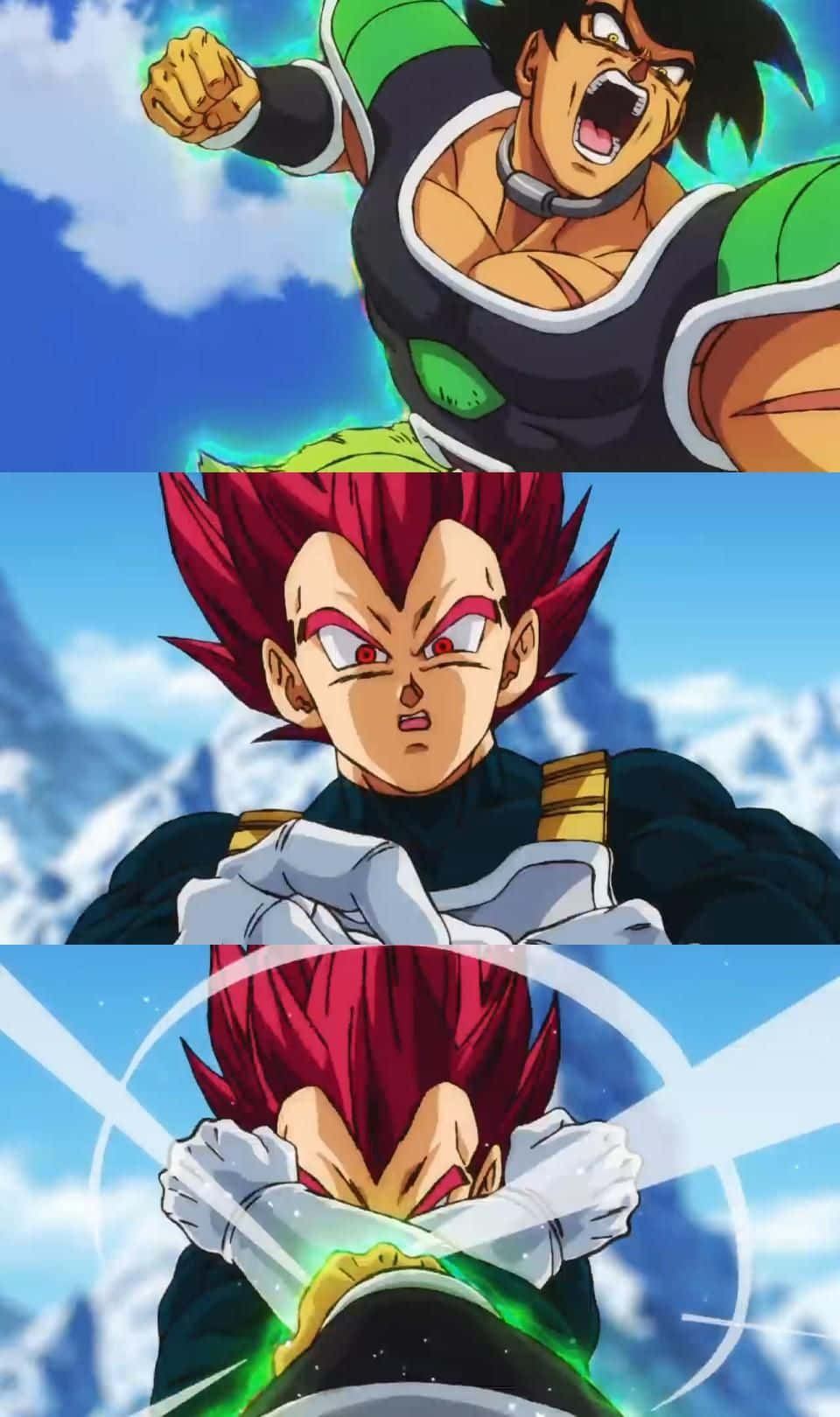 Vegeta, Broly, snowy mountain backdrop, HD Phone Wallpaper