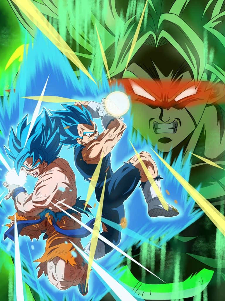 Vegeta, Broly, blue-haired Saiyan warriors, SD Phone Wallpaper