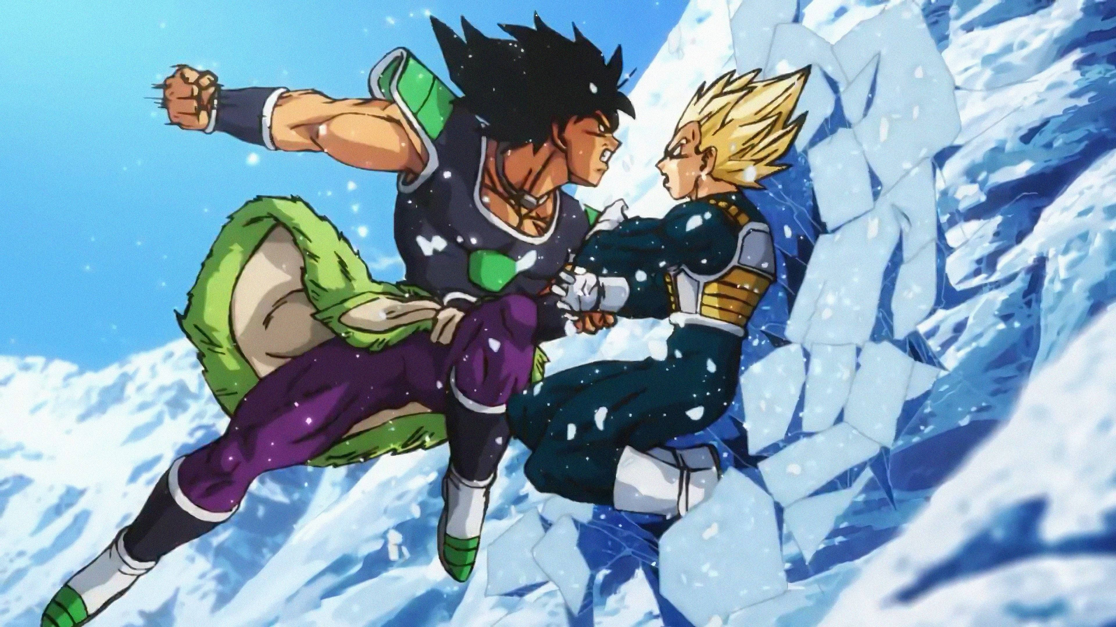 Broly, Vegeta, snowy mountain, 4K Desktop Wallpaper