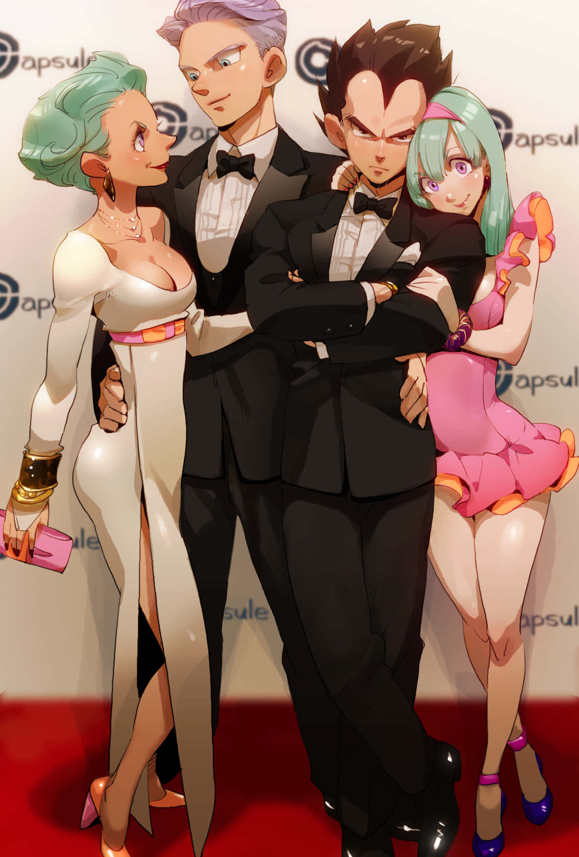 Vegeta, Family, red carpet, HD Phone Wallpaper