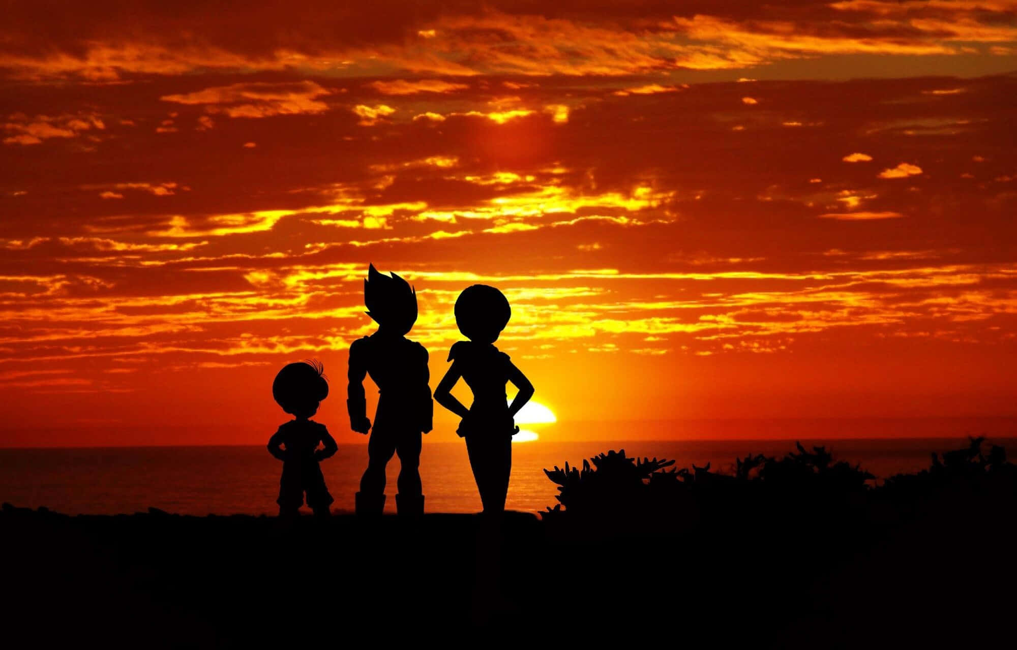 Vegeta, Family, Sunset, Full HD Desktop Wallpaper