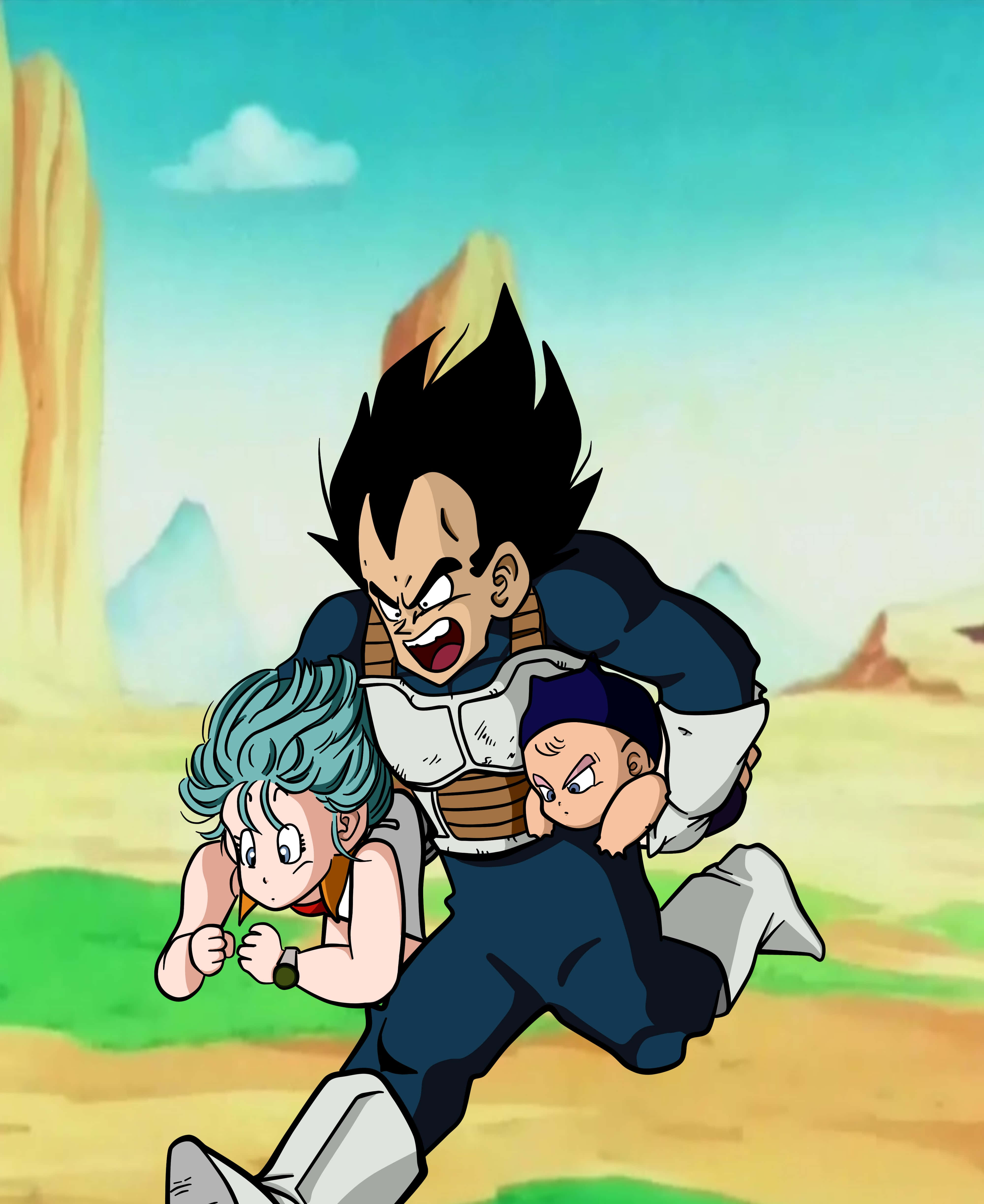 Vegeta, Bulma, baby, 4K Phone Wallpaper