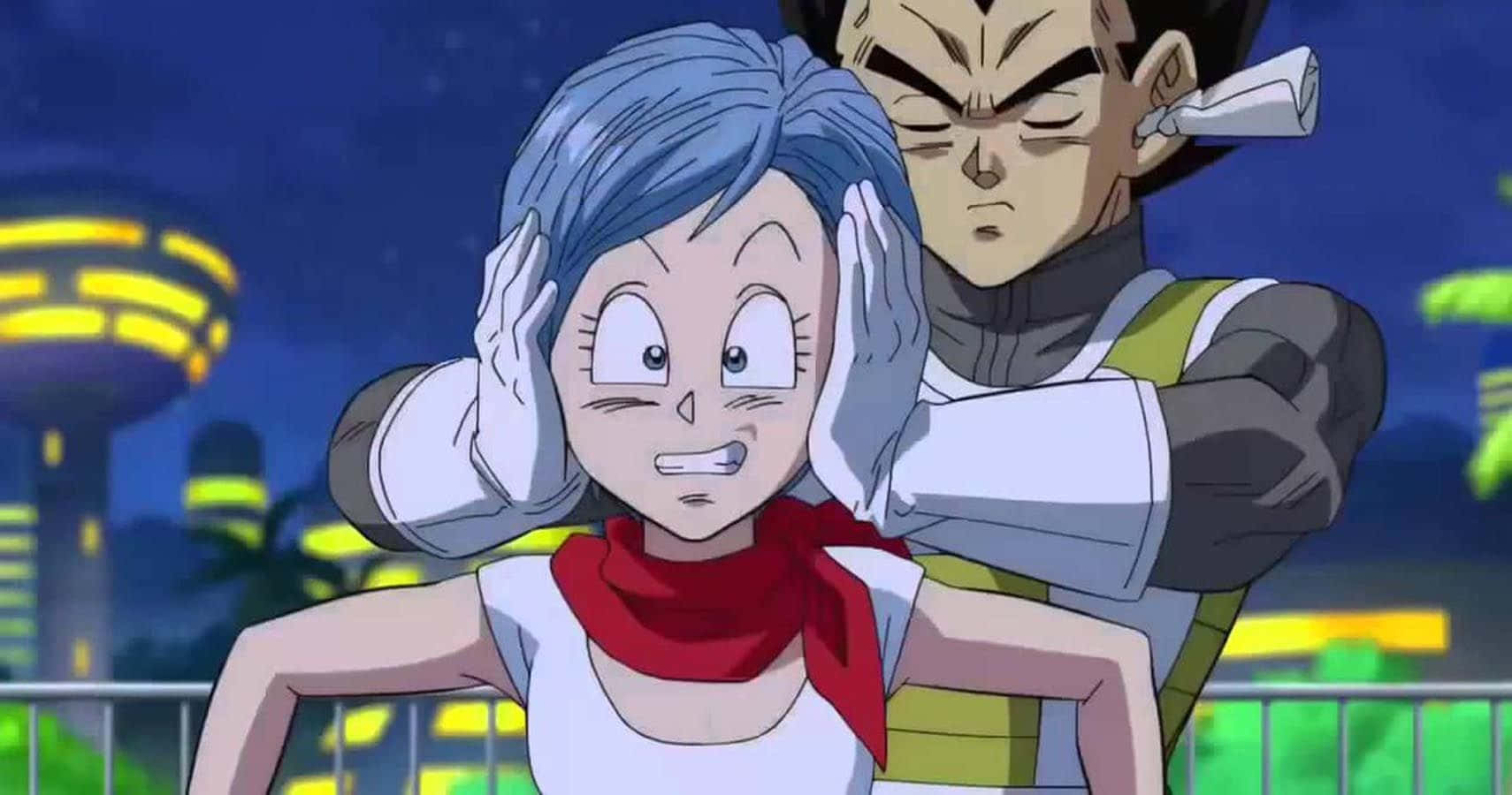 Vegeta, Bulma, futuristic city skyline, HD Desktop Wallpaper