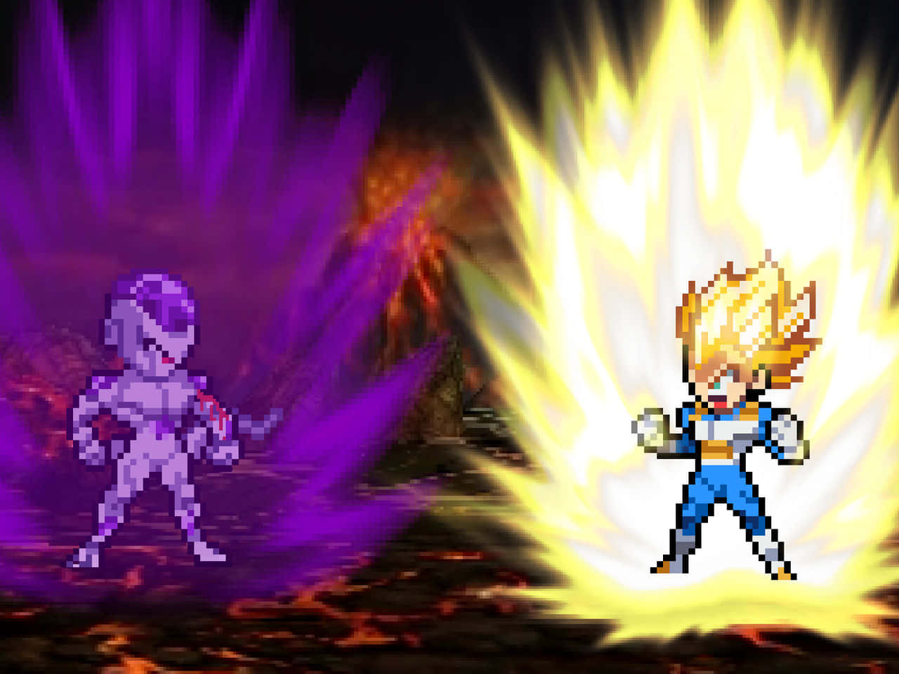 Vegeta, Frieza, pixel-art, HD Desktop Wallpaper