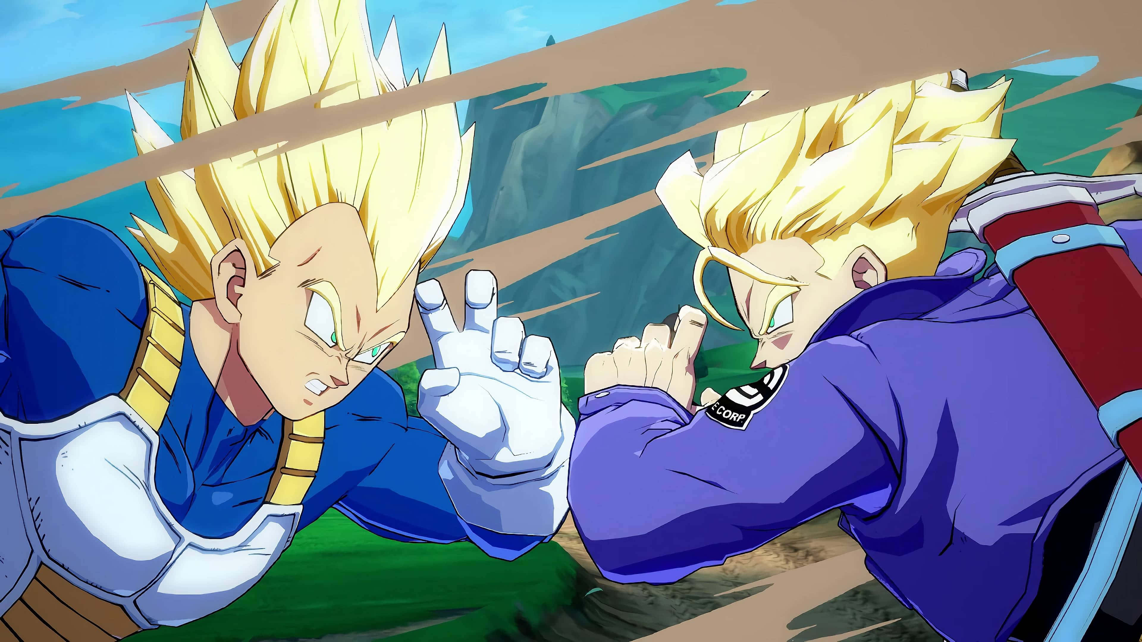 Vegeta, Trunks, blue and purple outfits, 4K Desktop Wallpaper