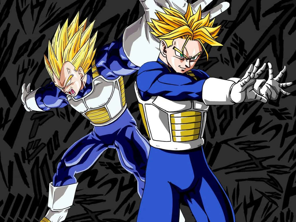 Vegeta, Trunks, blue and white battle armor, SD Desktop Wallpaper