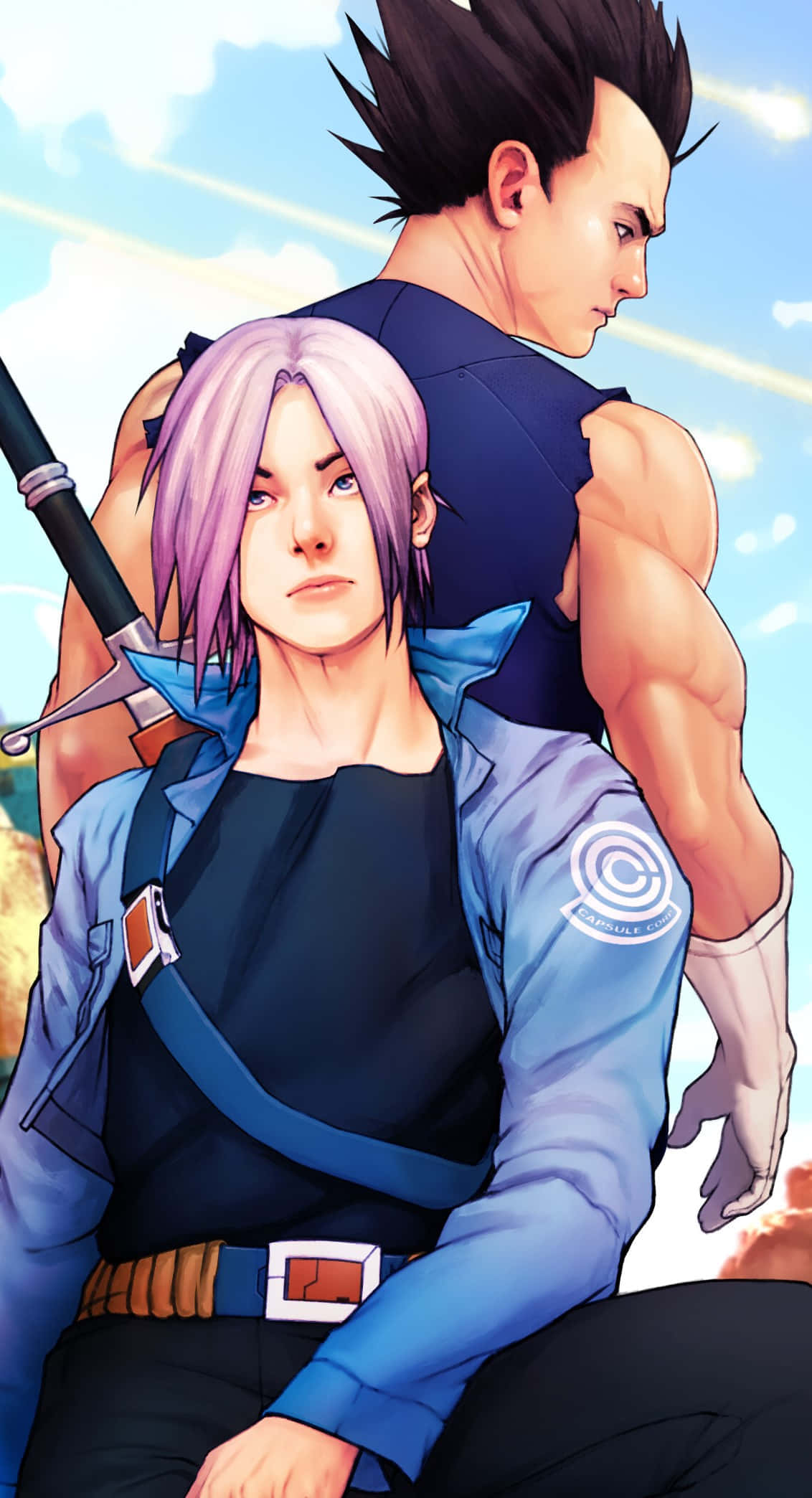 Vegeta, Trunks, purple hair, Full HD Phone Wallpaper