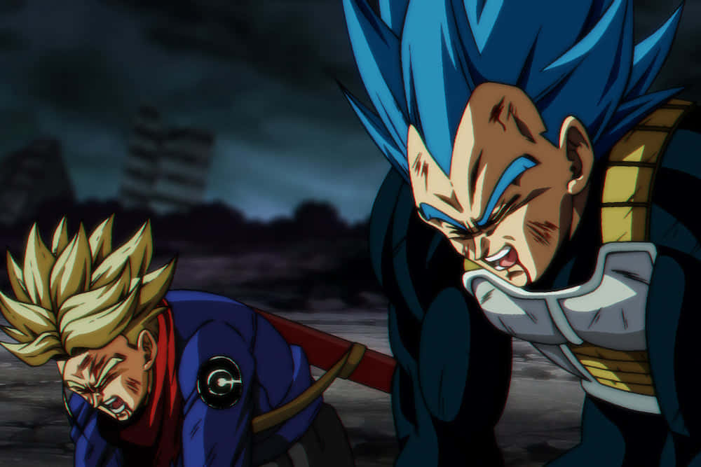 Vegeta, Trunks, dark stormy sky, SD Desktop Wallpaper