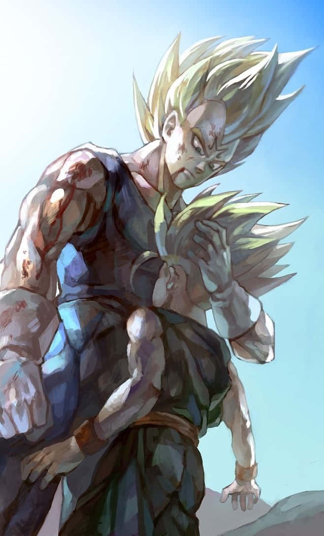 Vegeta, Trunks, battle scars, SD Phone Wallpaper