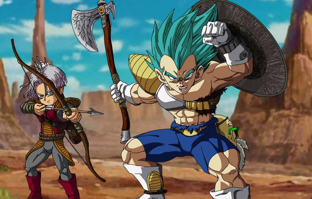 Vegeta, Trunks, desert canyon, SD Desktop Wallpaper