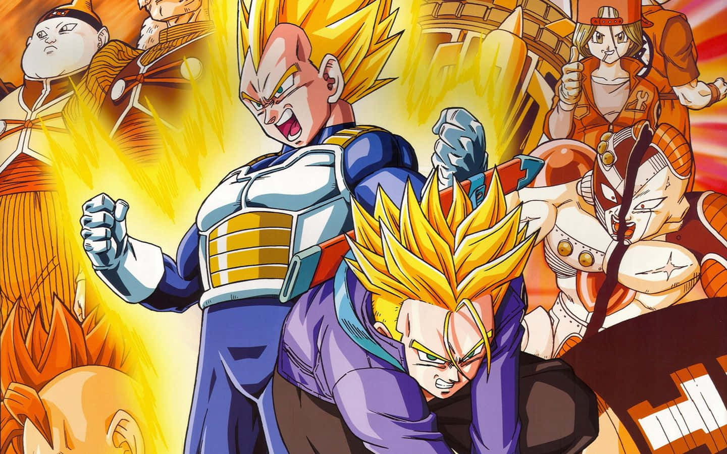 Vegeta, Trunks, spiky golden hair, HD Desktop Wallpaper