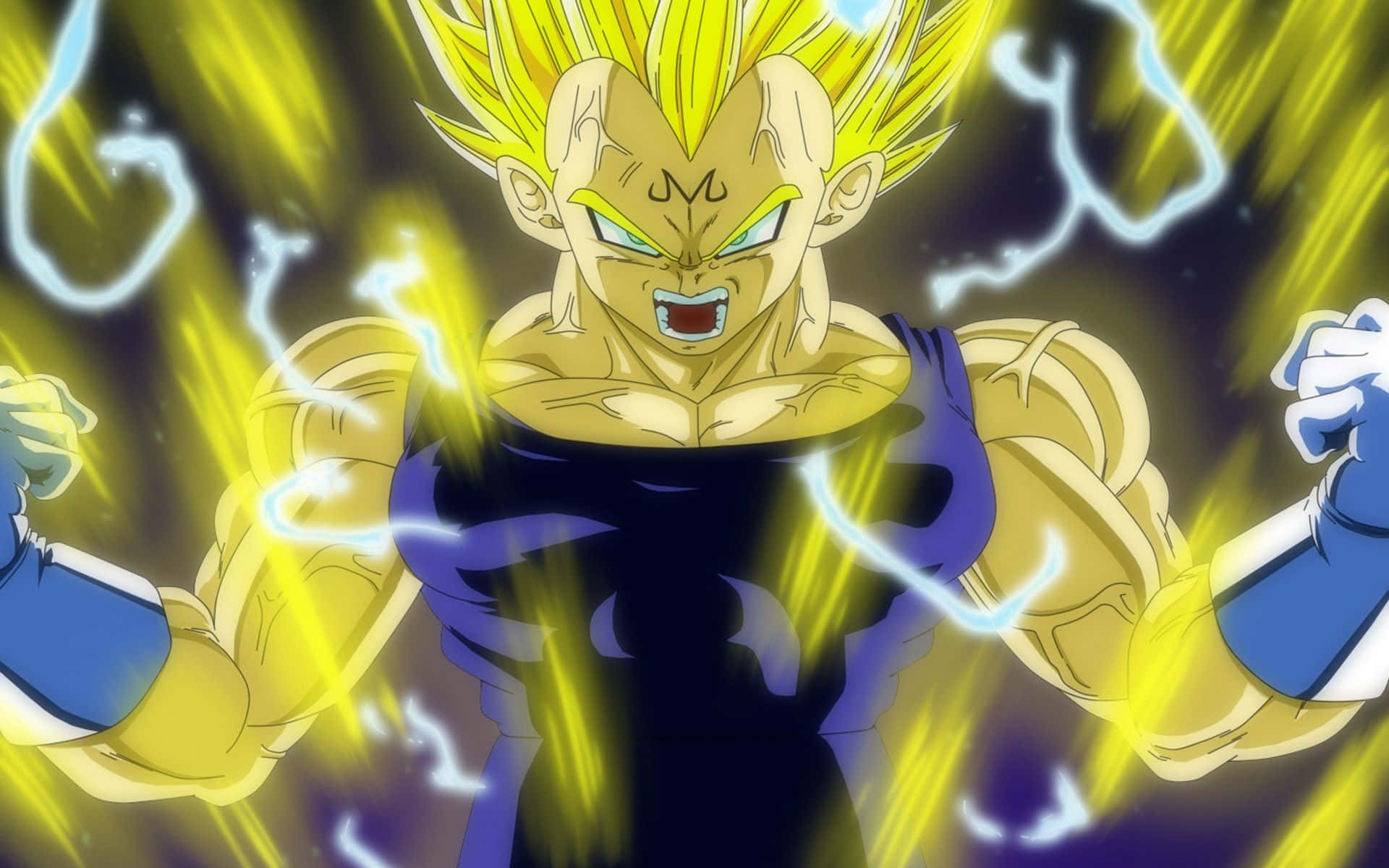Vegeta, spiky yellow hair, glowing aura, Full HD Desktop Wallpaper