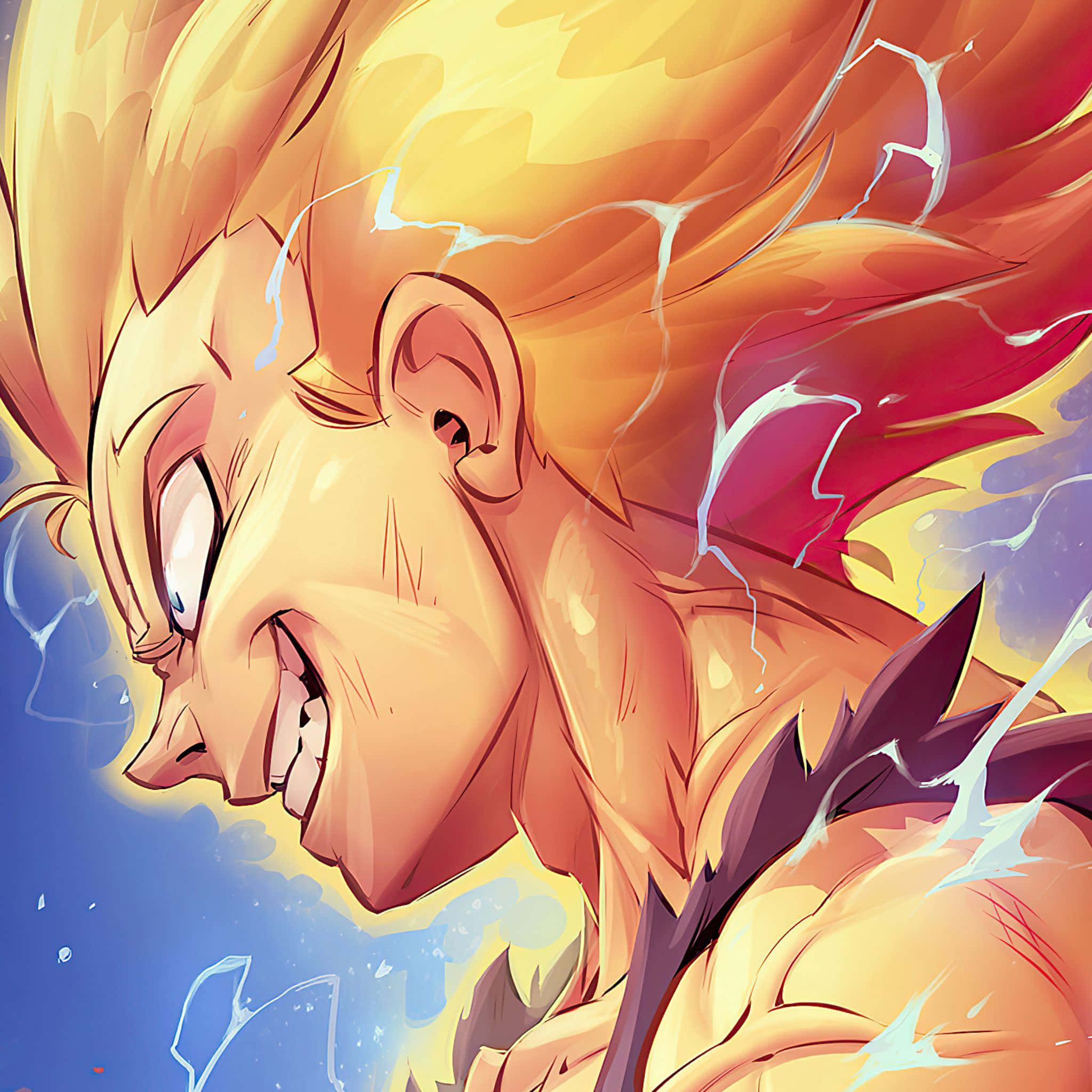 Vegeta, spiky golden hair, glowing eyes, Full HD Desktop Wallpaper