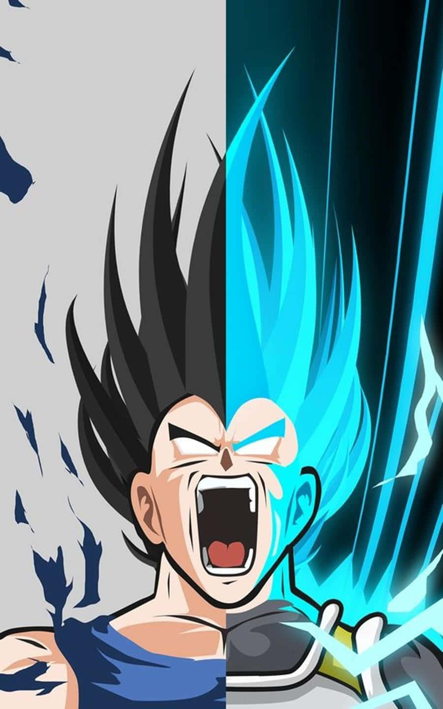 Vegeta, black hair, glowing blue hair, HD Phone Wallpaper