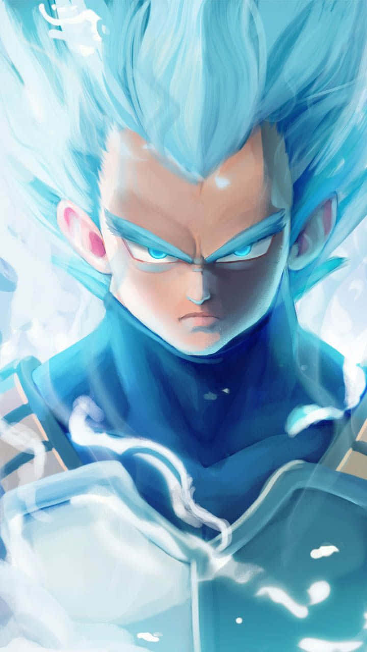 Vegeta, spiky blue hair, glowing blue eyes, HD Phone Wallpaper